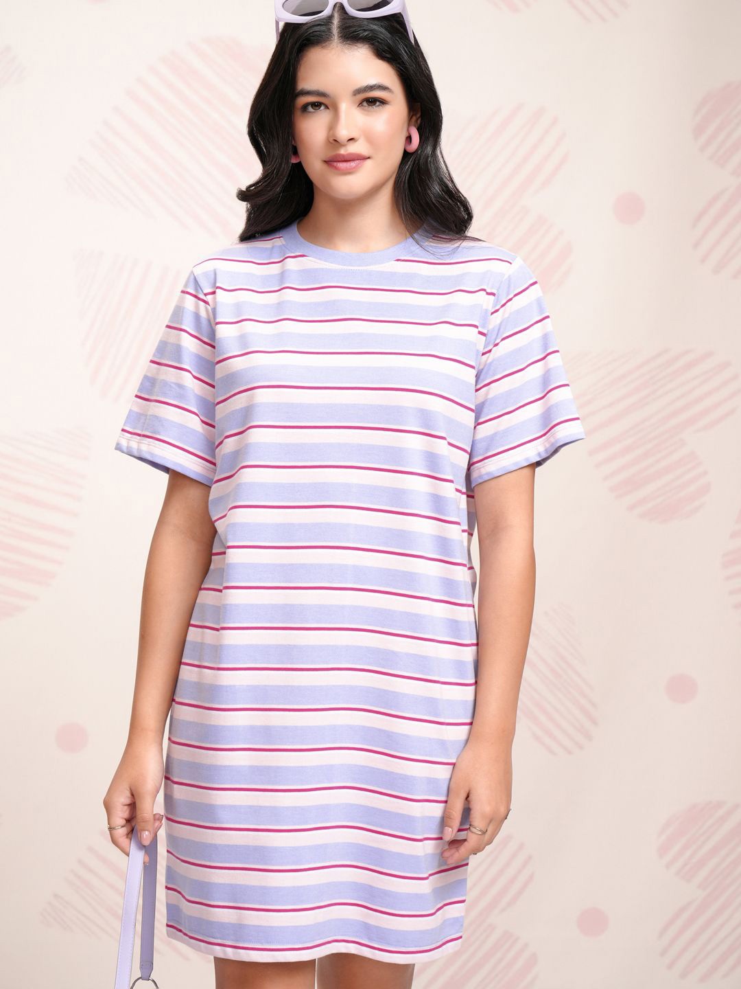 

Tokyo Talkies Women Striped T-shirt Mini Dress, Blue