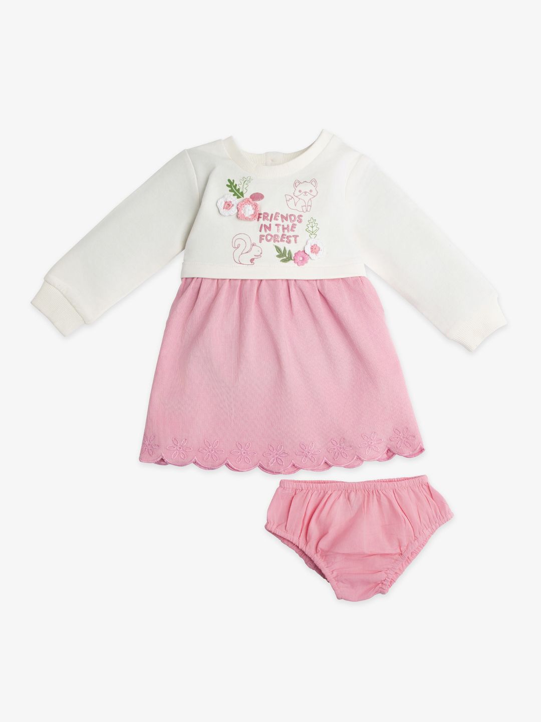 

Ed-a-Mamma Baby Girls Cotton Animal Print A-Line Dress, White