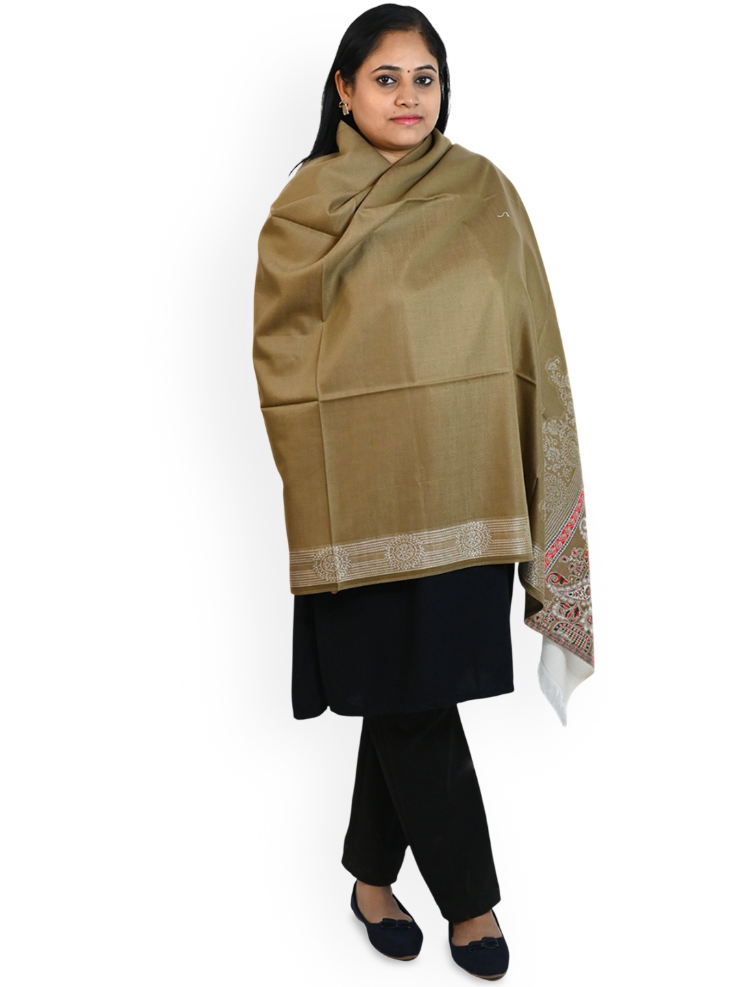 

Vrinde Women Floral Printed Shawl, Beige