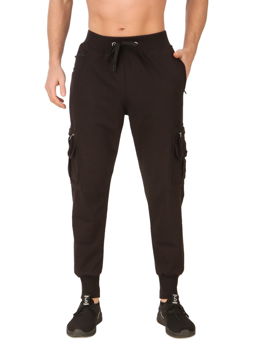 

UZARUS Men Regular-Fit Cotton Joggers, Brown