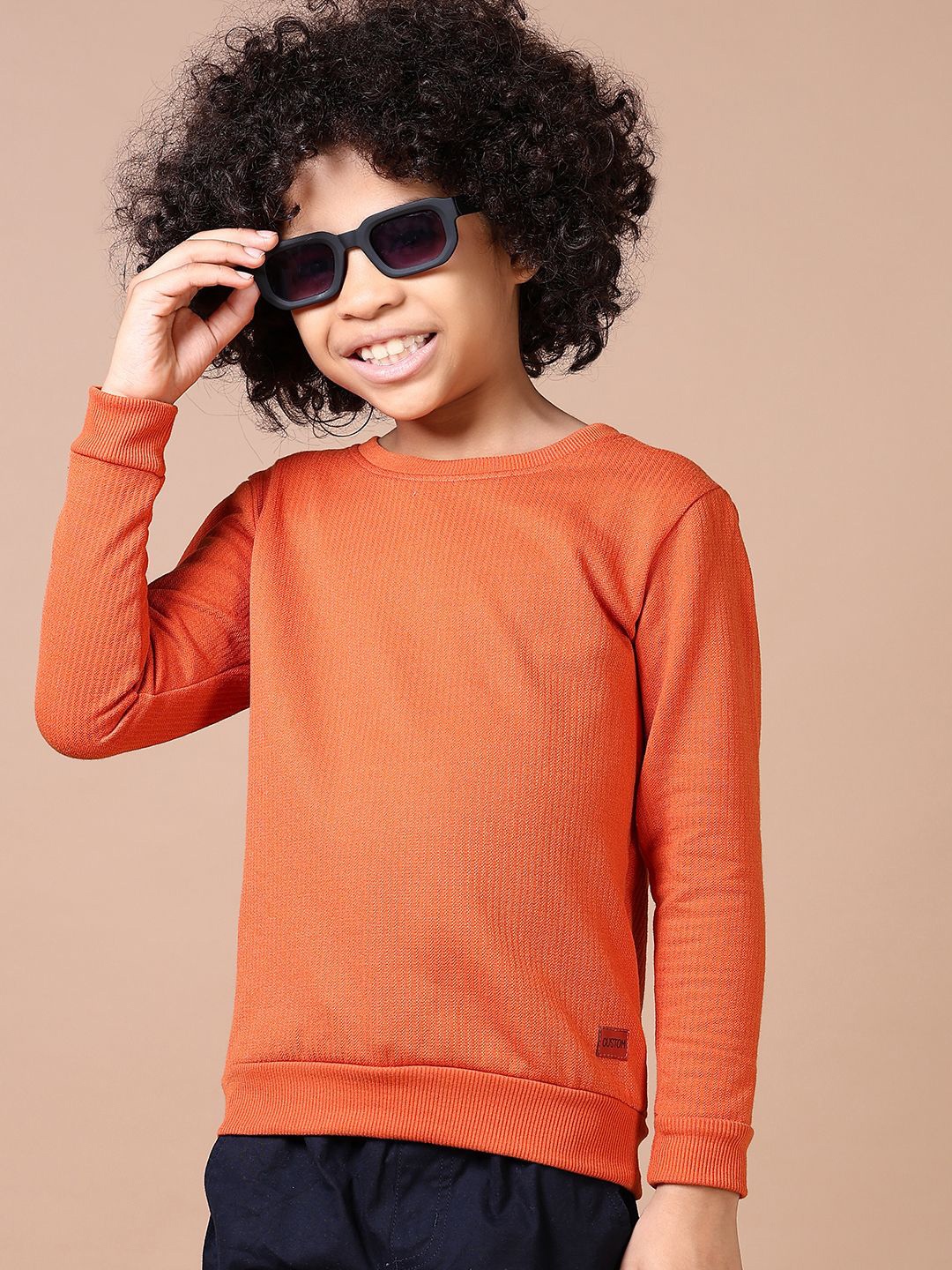 

V-Mart Boys Cotton Round Neck Pullover Sweatshirt, Rust