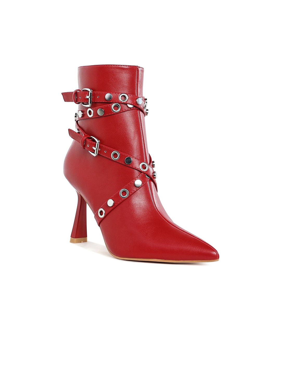 

London Rag Women Mid-Top Kitten Heel Boots, Red