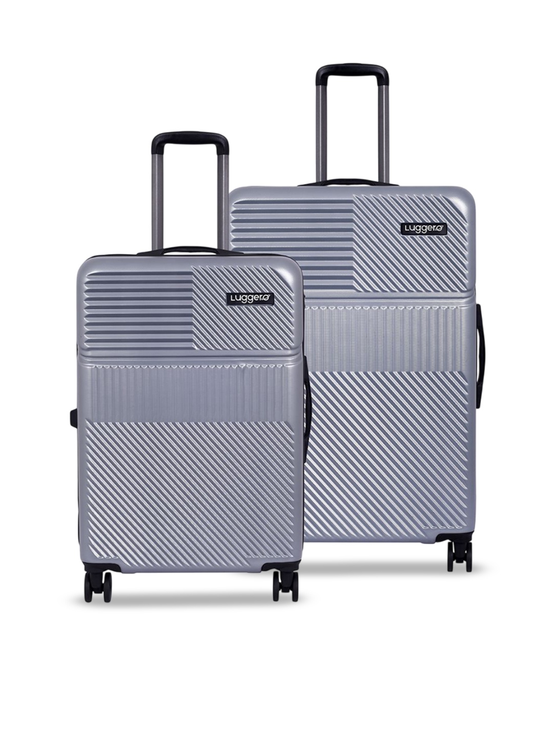 

Luggero Unisex Set Of 2 Textured Hard-Sided Trolley Bag Suitcase, Silver