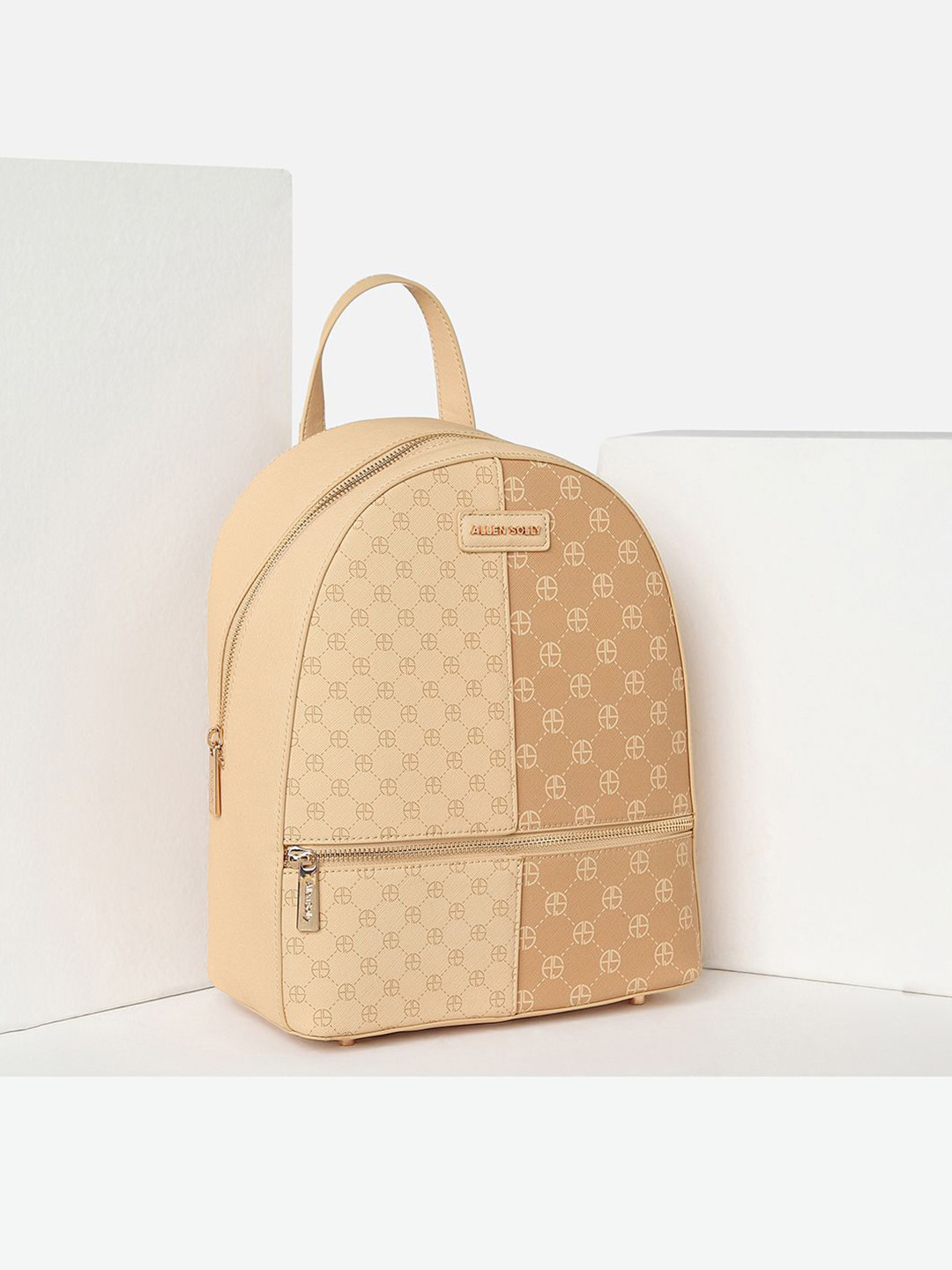 

Allen Solly Woman Colourblocked PU Backpack, Beige