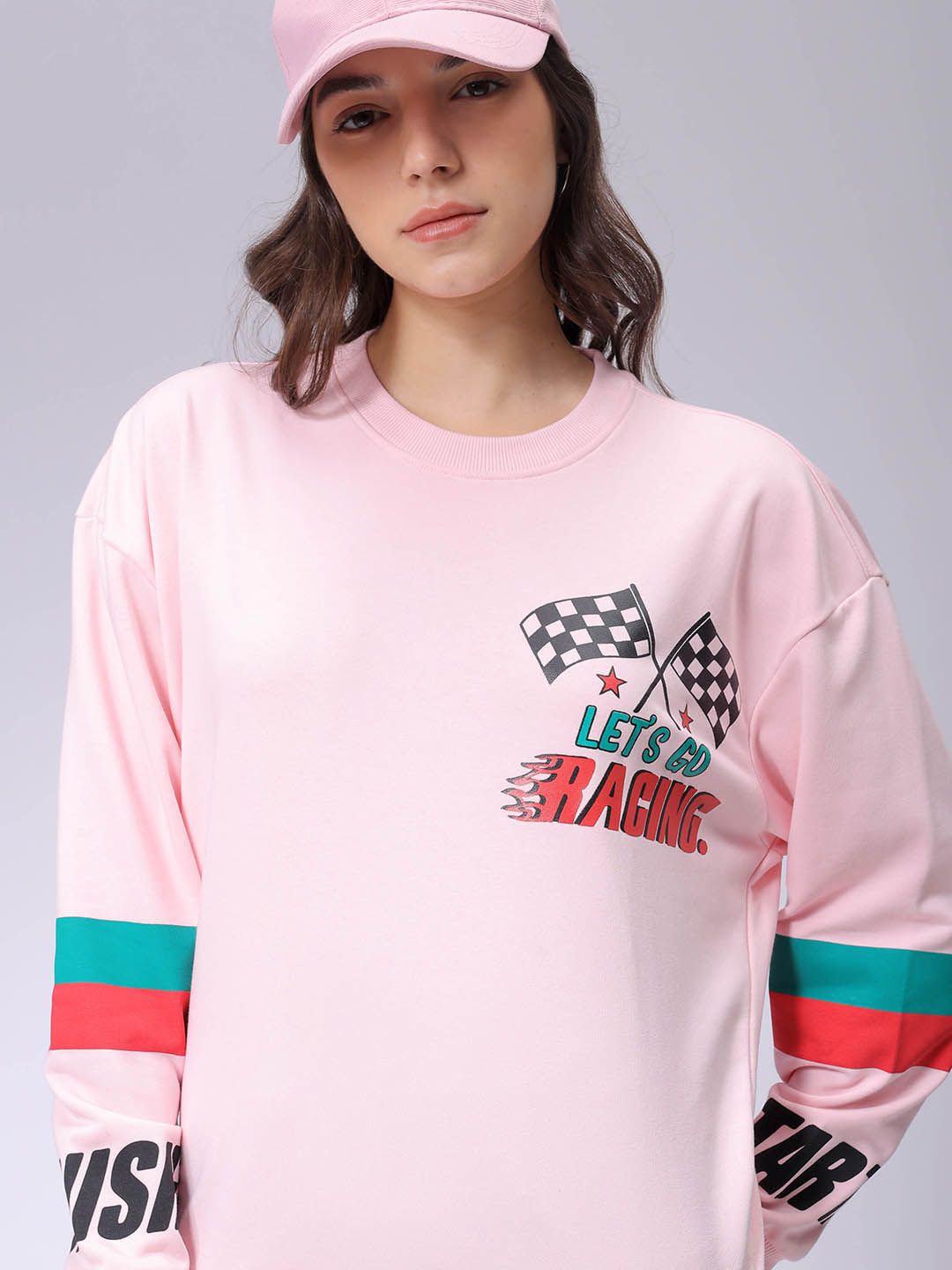 

Freehand by The Indian Garage Co Women Typography Printed Cotton Sweatshirt, Pink
