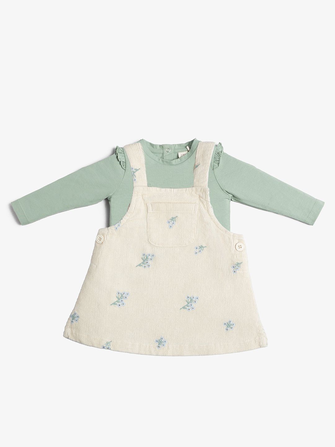 

Ed-a-Mamma Baby Girls Floral Embroidered Pinafore Dress, Off white