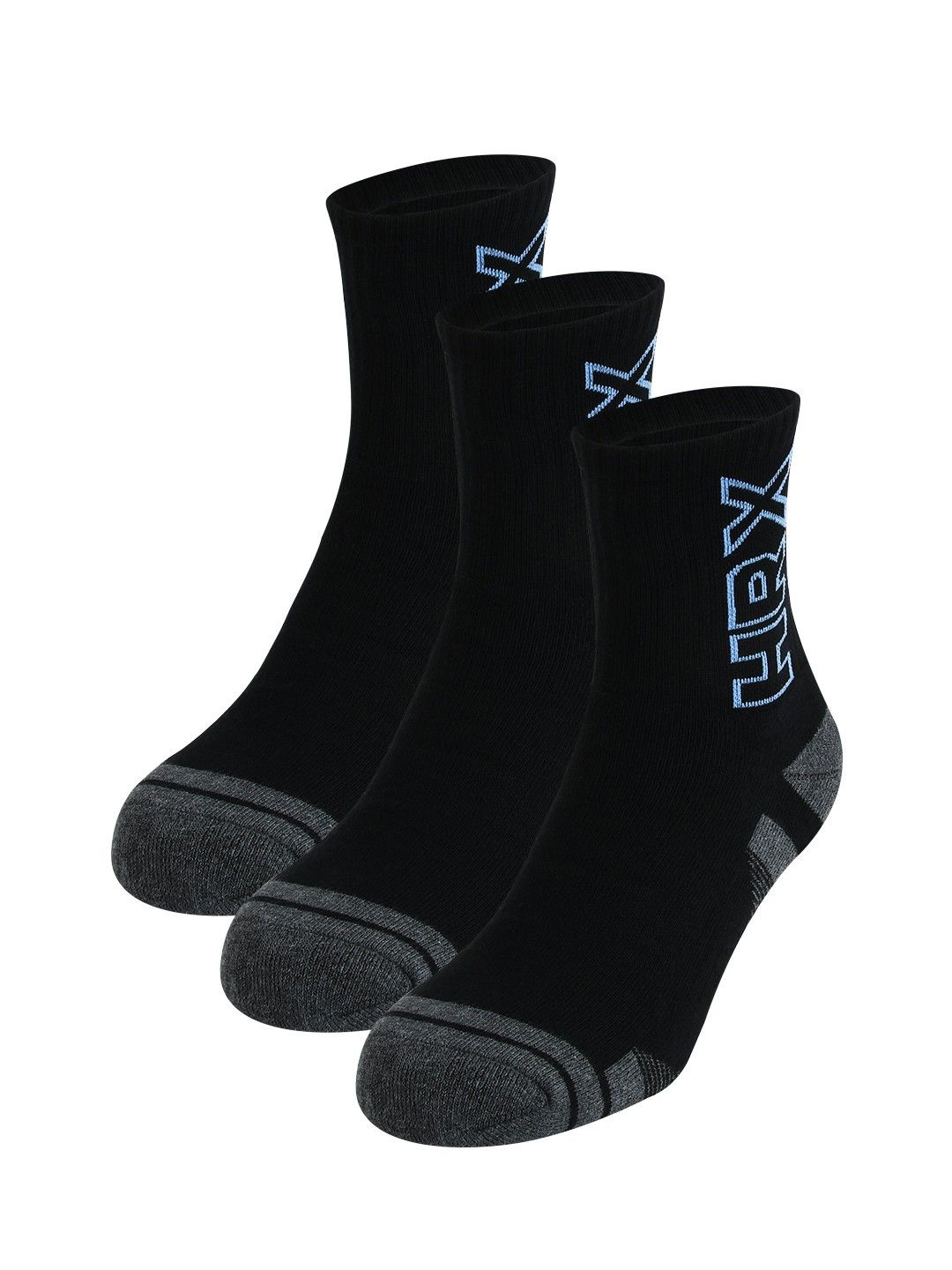 

HRX by Hrithik Roshan Men Pack Of 3 Printed Cotton Calf-Length Socks, Black
