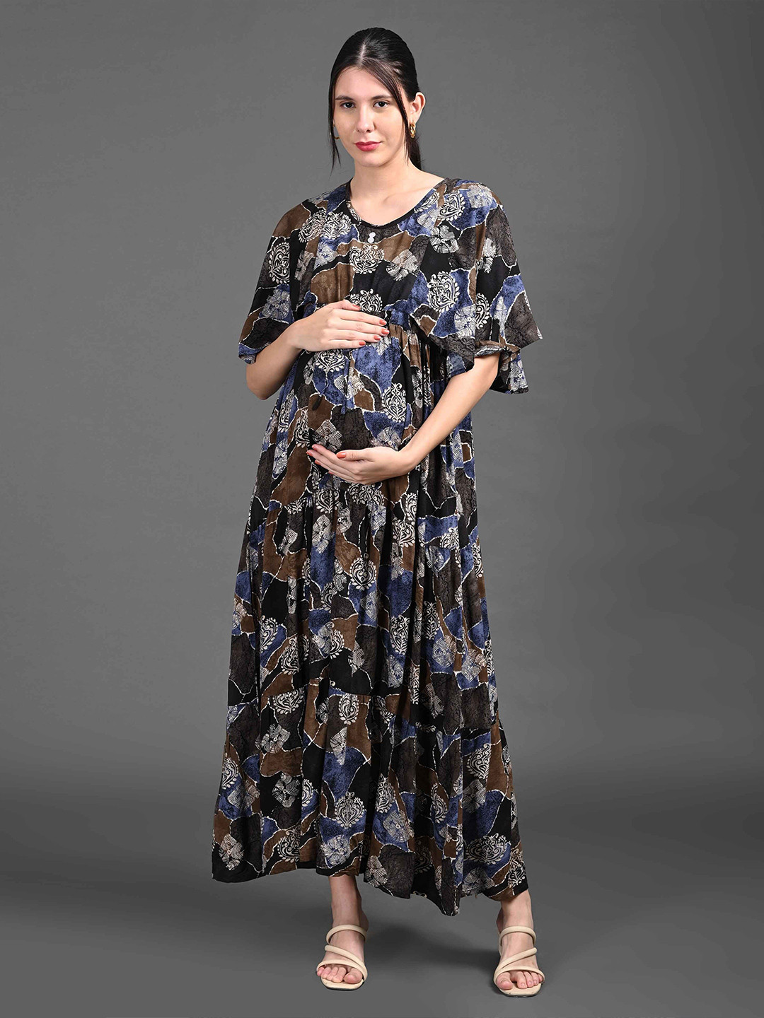 

GOLDSTROMS Women Printed Maternity Maxi Dress, Black