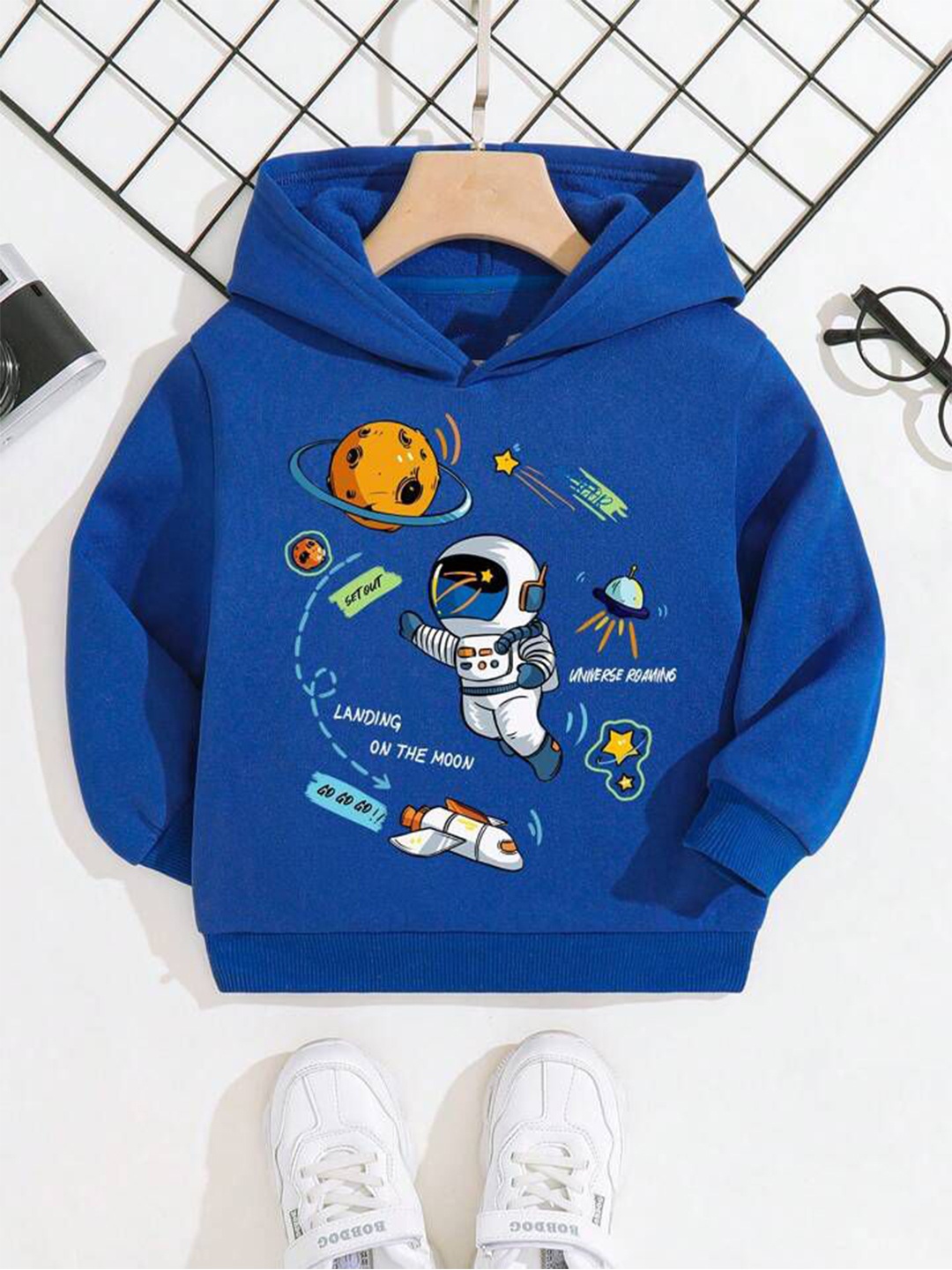 

TABADTOD Kids Humour and Comic Printed Hooded Sweatshirt, Blue