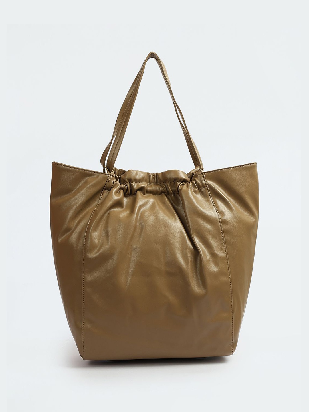 

max PU Oversized Shopper Shoulder Bag with Bow Detail, Beige