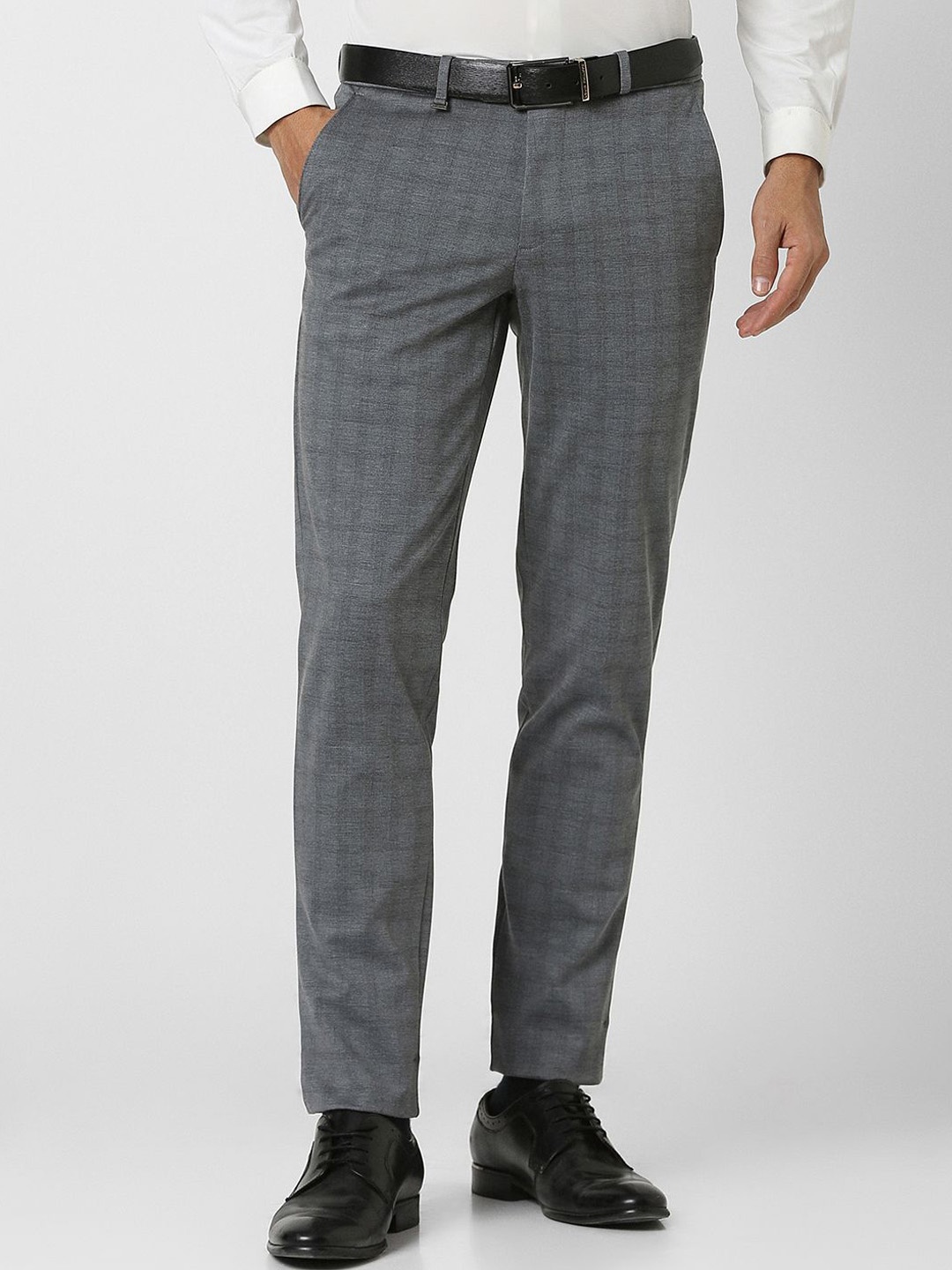 

Van Heusen Men Checked Ultra Slim Fit Trousers, Grey
