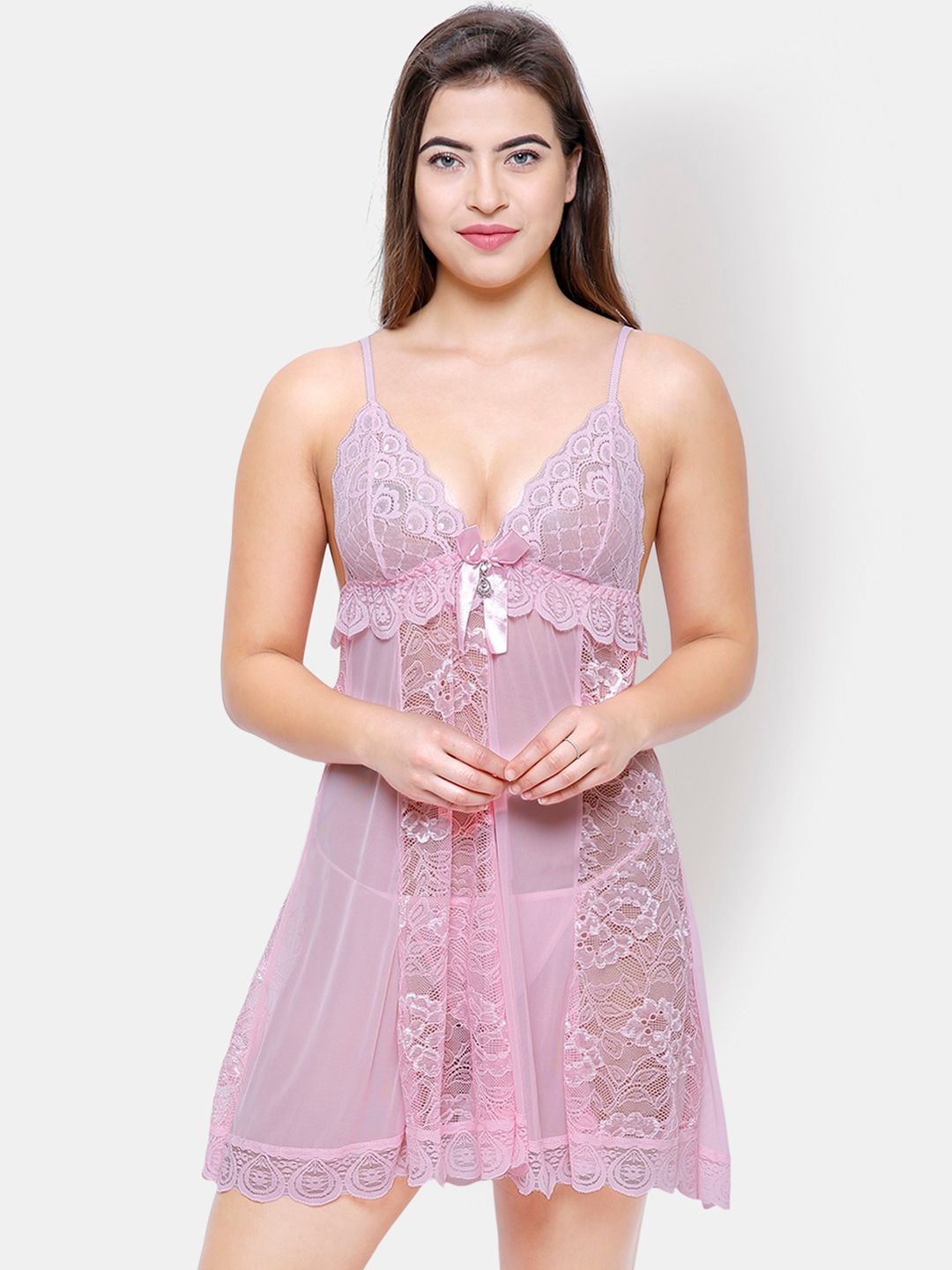 

NOIRA Women Shoulder Straps Baby Doll, Pink