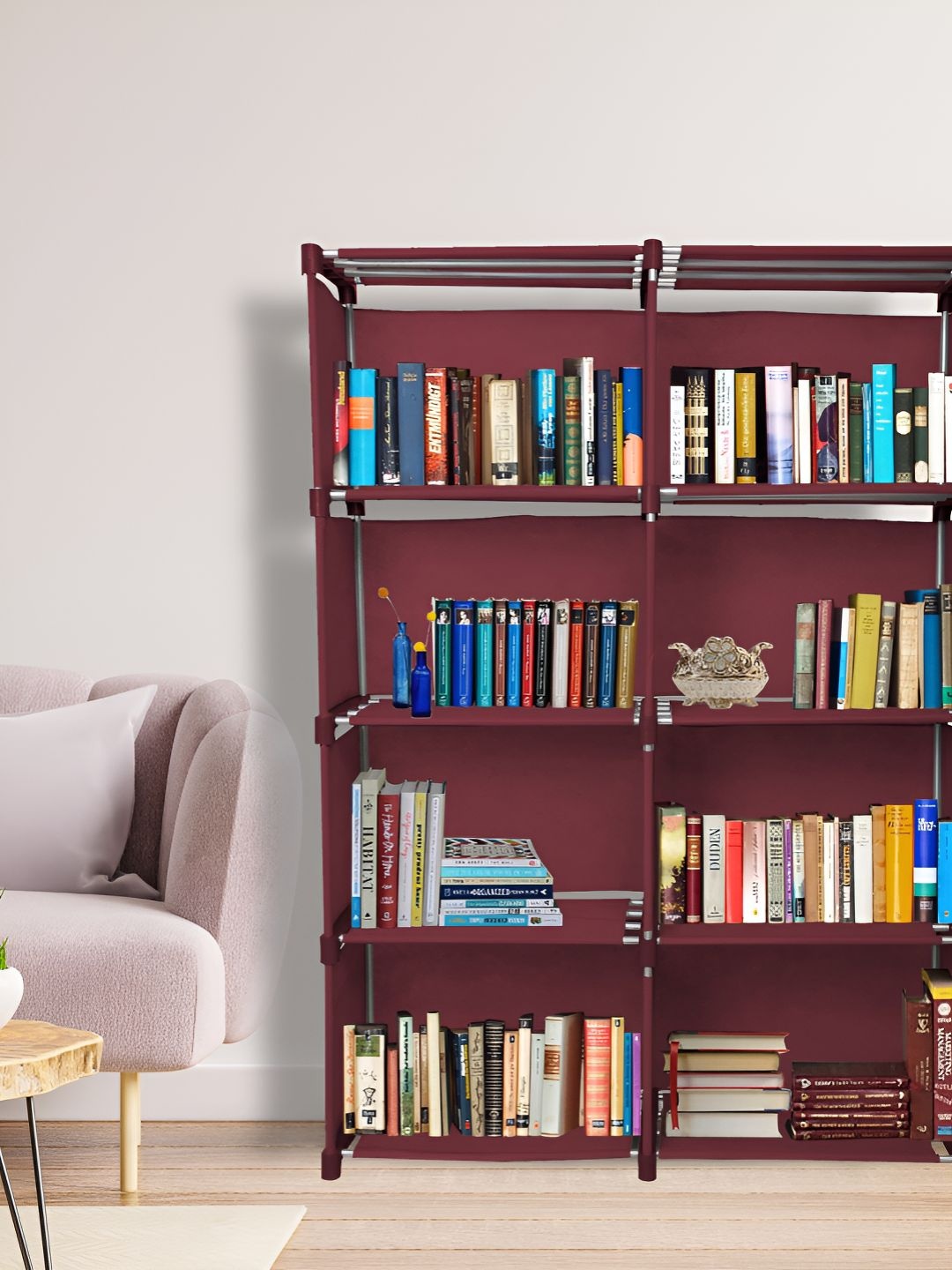 

Decent Hut Maroon 4-Tier Non-Woven Square Book Shelf