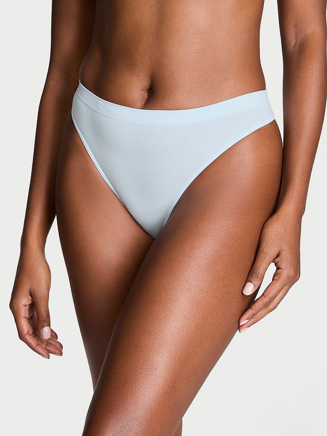 

Victoria's Secret Women Mid-Rise Seamless Thong Brief, Blue