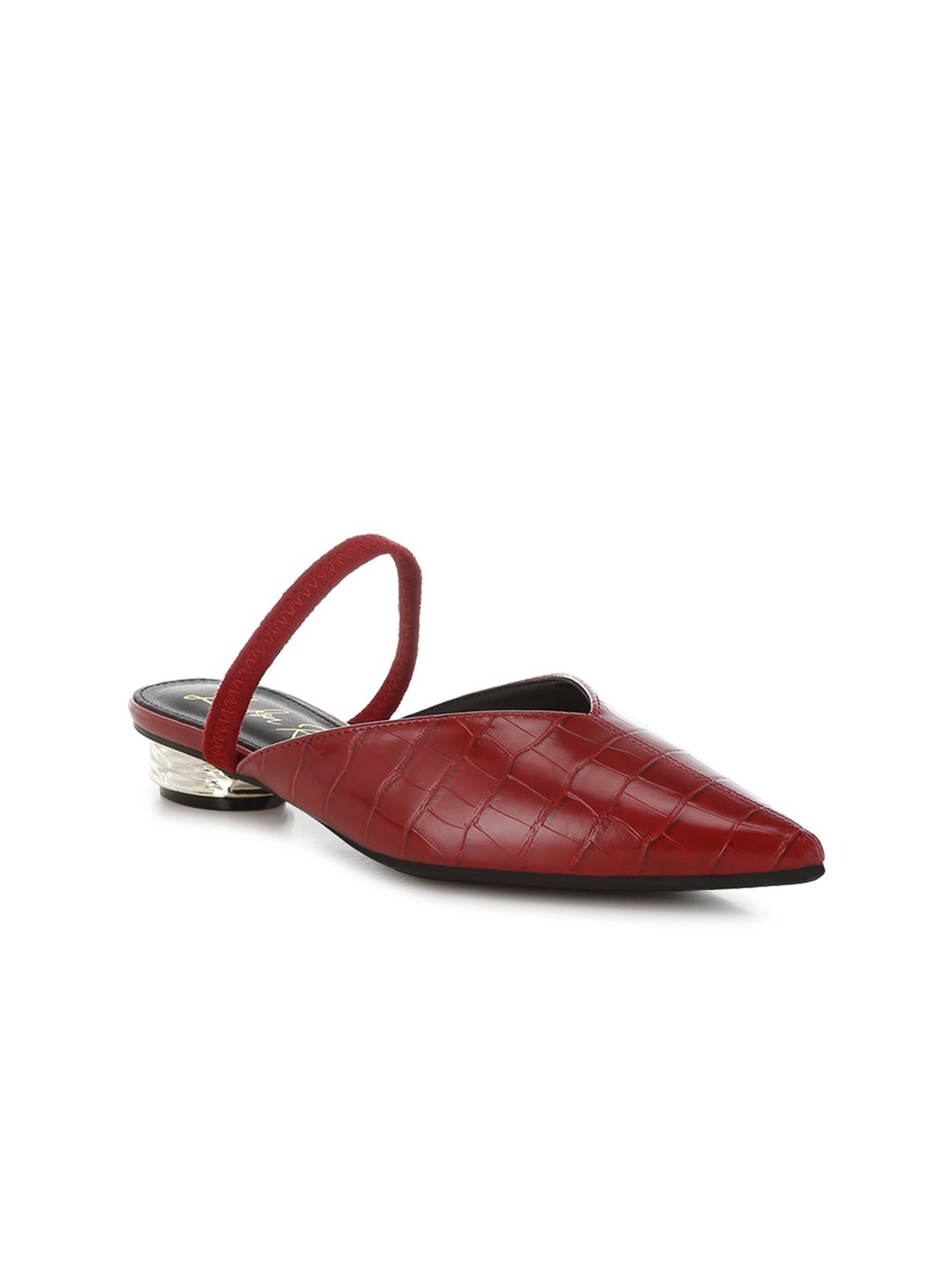 

London Rag Leather Block Heels Mules, Red