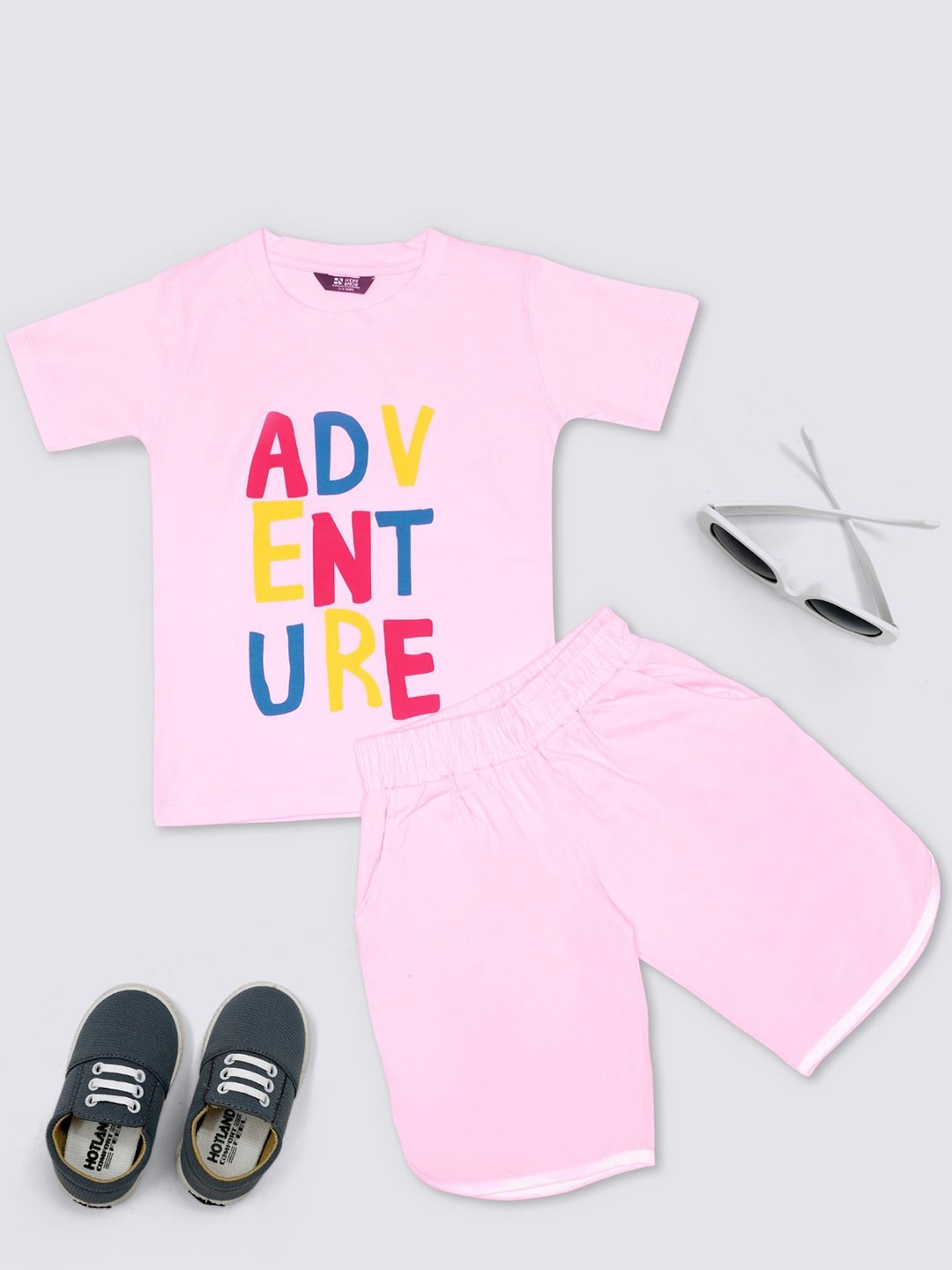 

HERE&NOW Girls Dyed T-shirt with Shorts, Pink