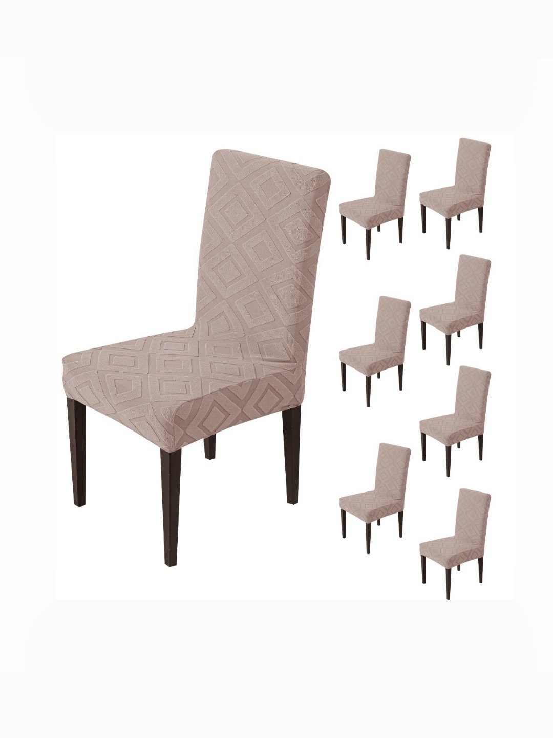 

HOUSE OF QUIRK Set Of 8 Pink Diamond Texture Removable & Washable Chair Covers