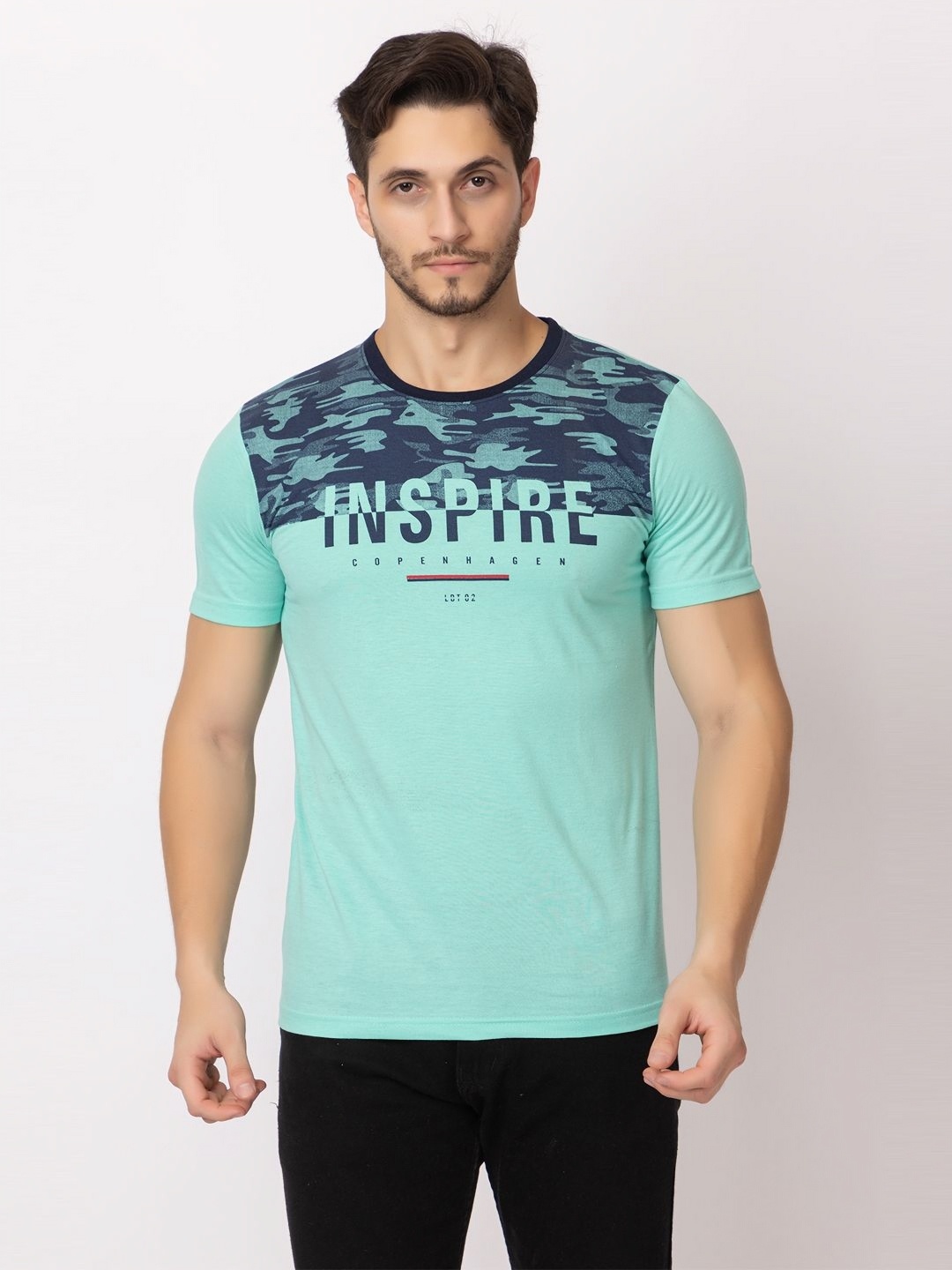 

ARIIX Men Graphic Printed Round Neck Cotton T-shirt, Sea green