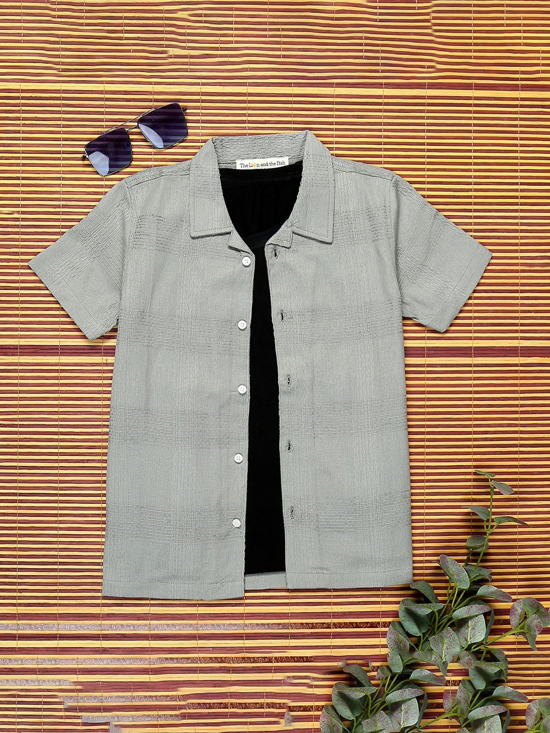 

The Lion and The Fish Boys Comfort Textured Cotton Casual Shirt, Grey