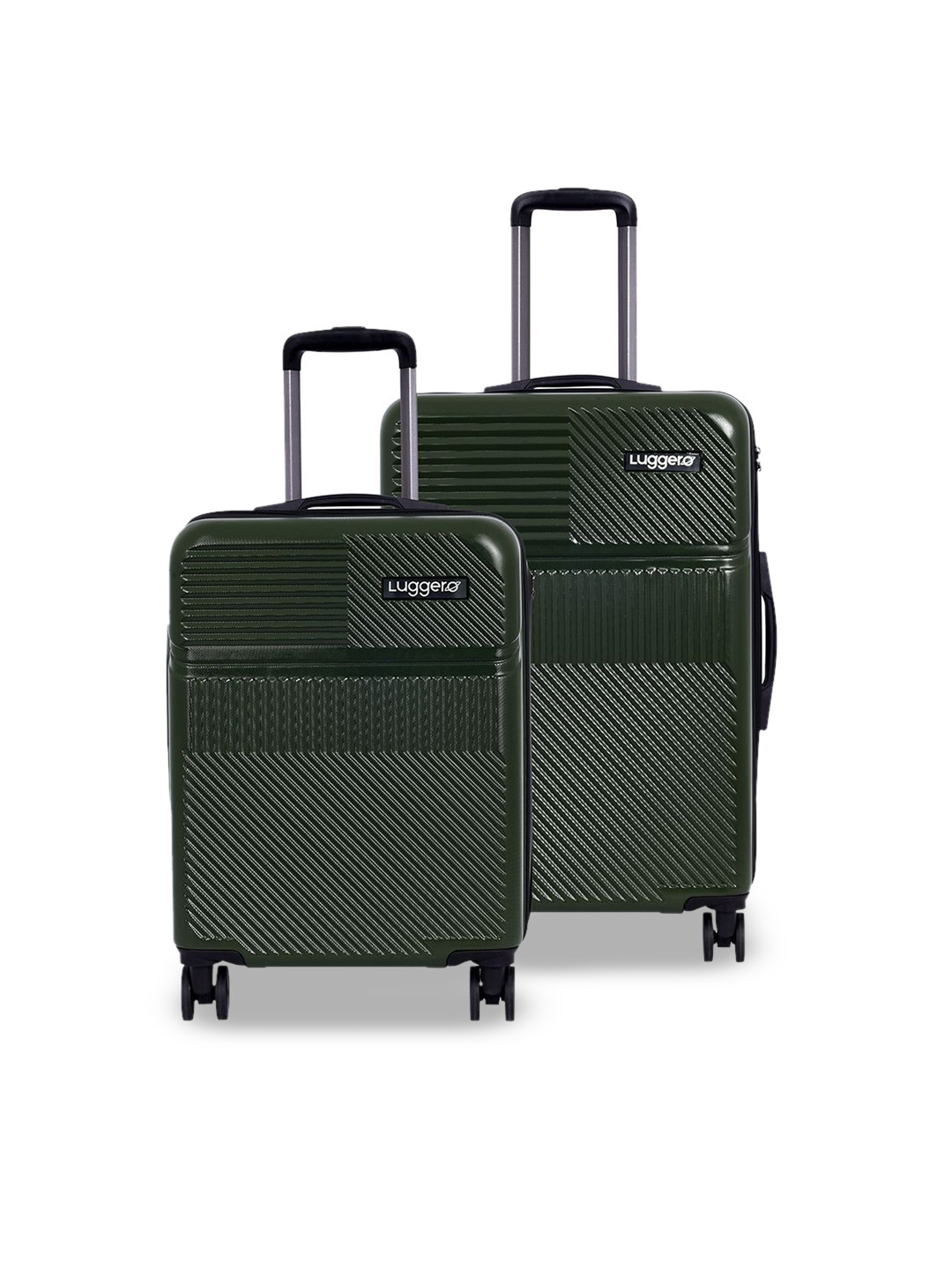 

Luggero Pack Of 2 Textured Hard-Sided Trolley Bag, Green