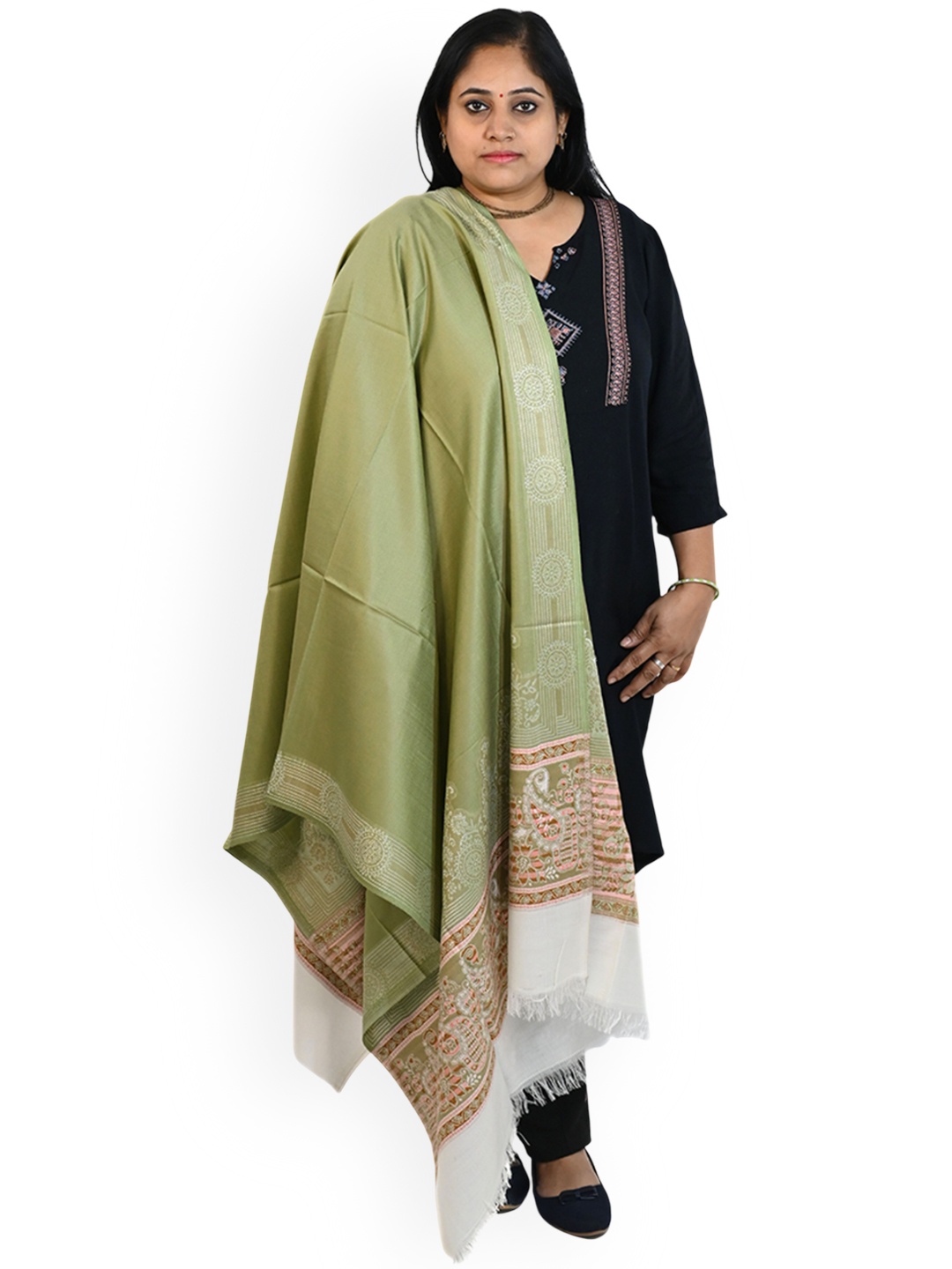 

Vrinde Women Floral Printed Shawl, Green