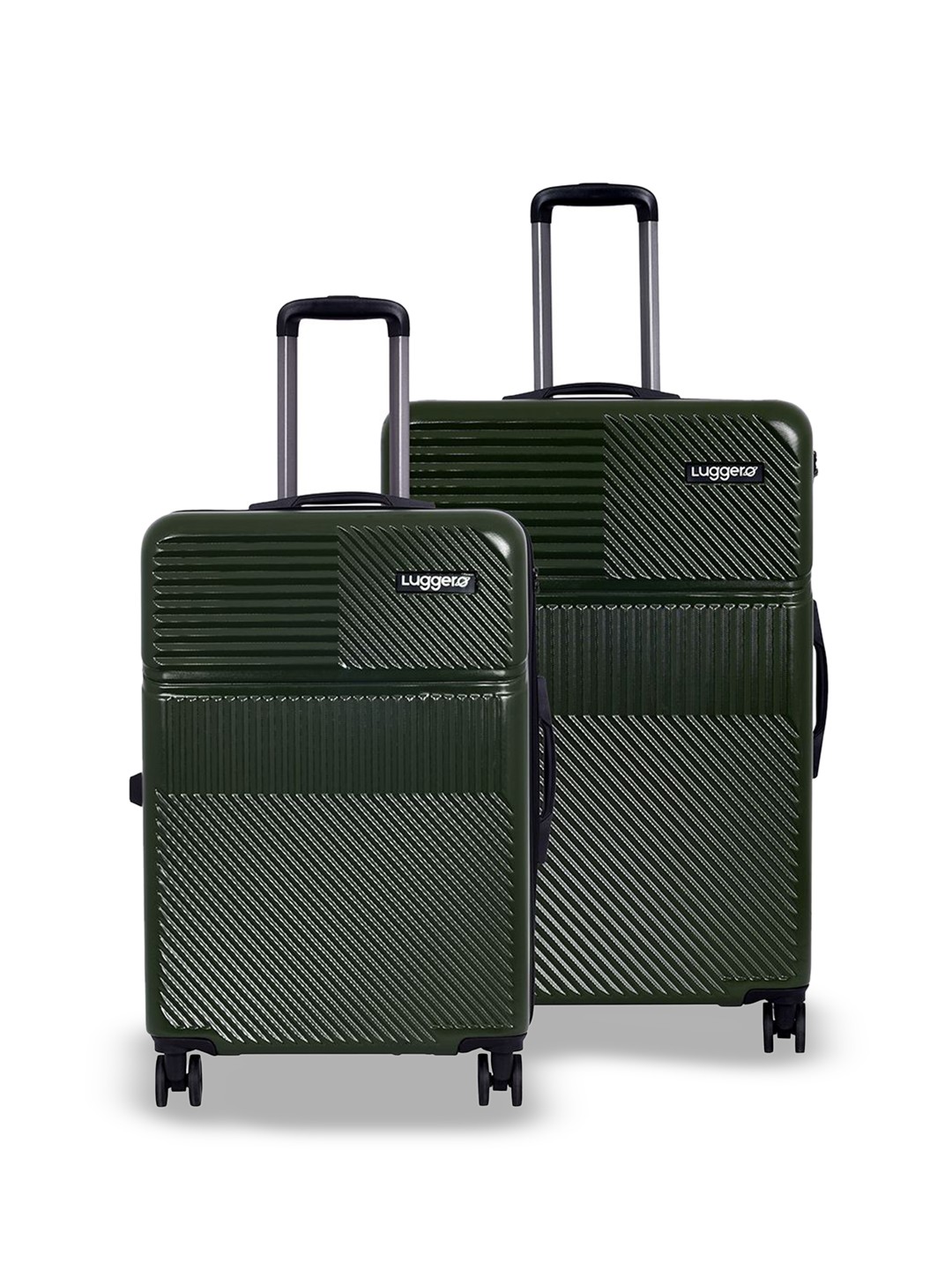 

Luggero Set Of 2 Textured Hard-Sided Trolley Bags, Green