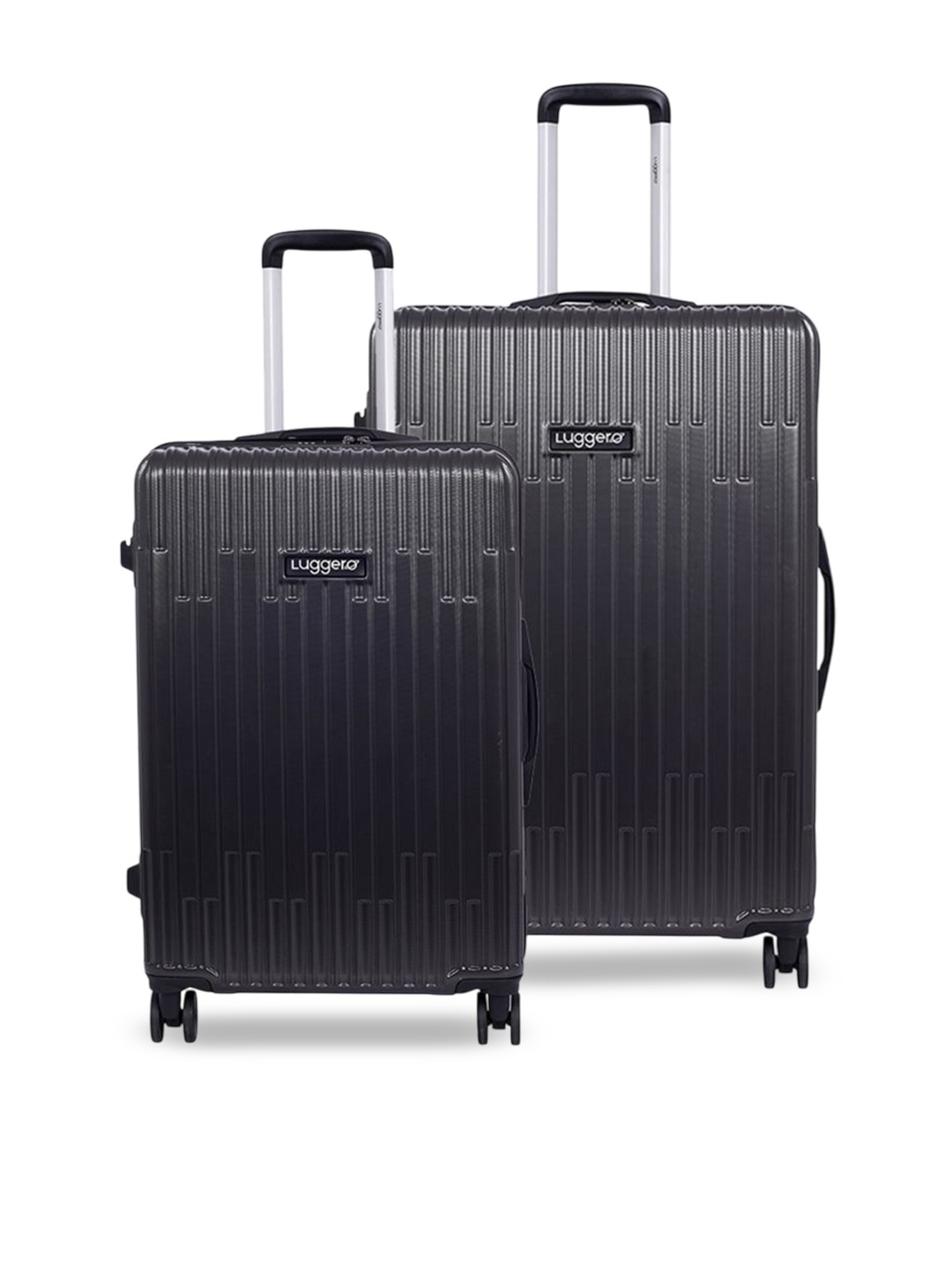 

Luggero Set Of 2 Hard-Sided Large, Medium Trolley Bag, Grey