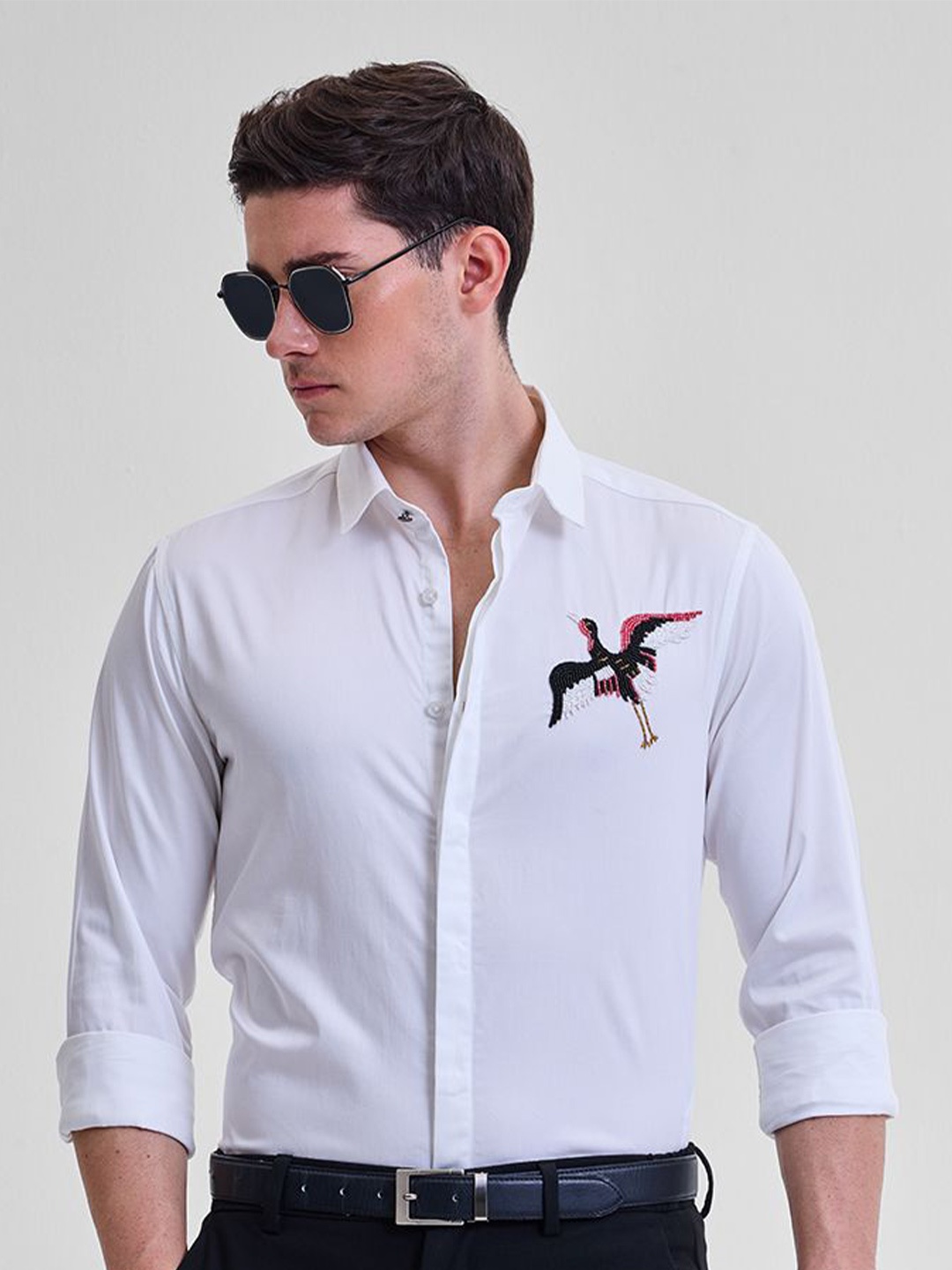 

Snitch Men Smart Slim Fit Opaque Casual Shirt, White