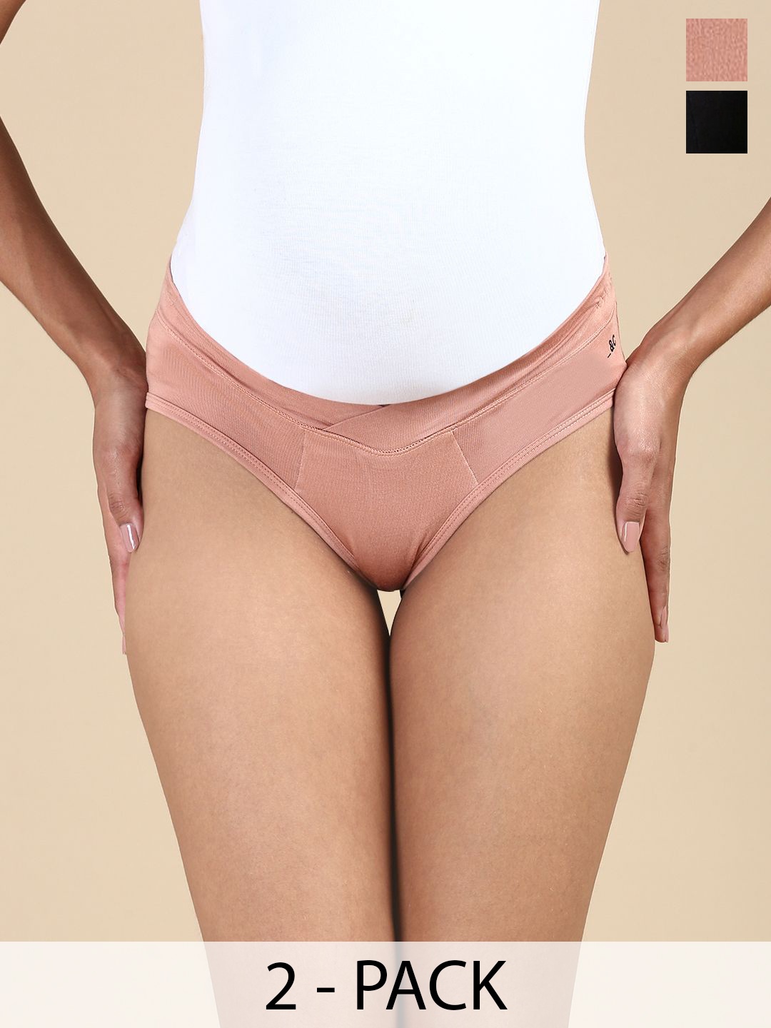 

&CIRCUS Women Pack of 2 Low-Rise Maternity Comfort Briefs, Black