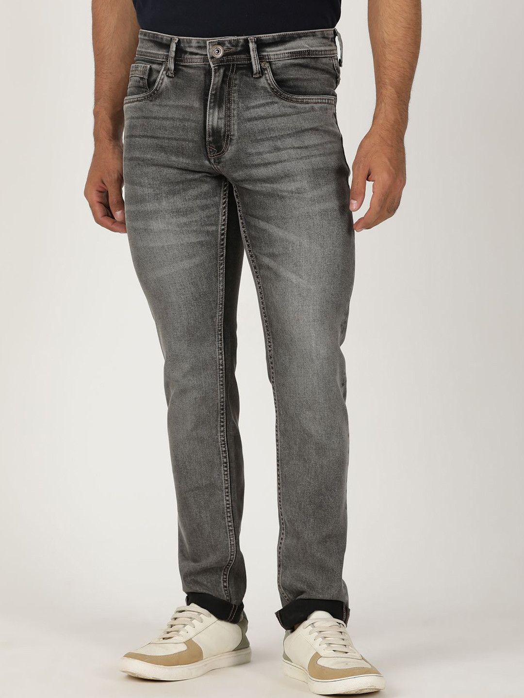 

Greenfibre Men Slim Fit Heavy Fade Mid-Rise Jeans, Grey