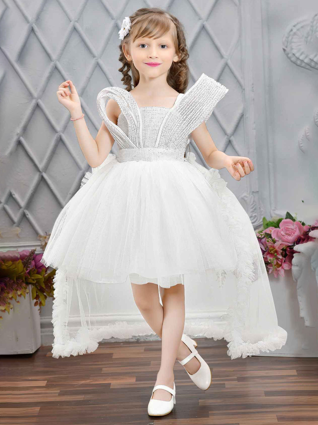 

Lagorii Girls Embellished Sequin Fit & Flare Dress, White
