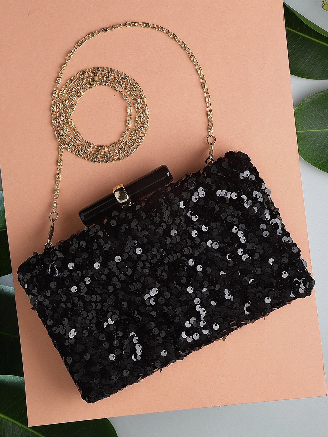

Bohey by KARATCART Embroidered Box Clutch, Black