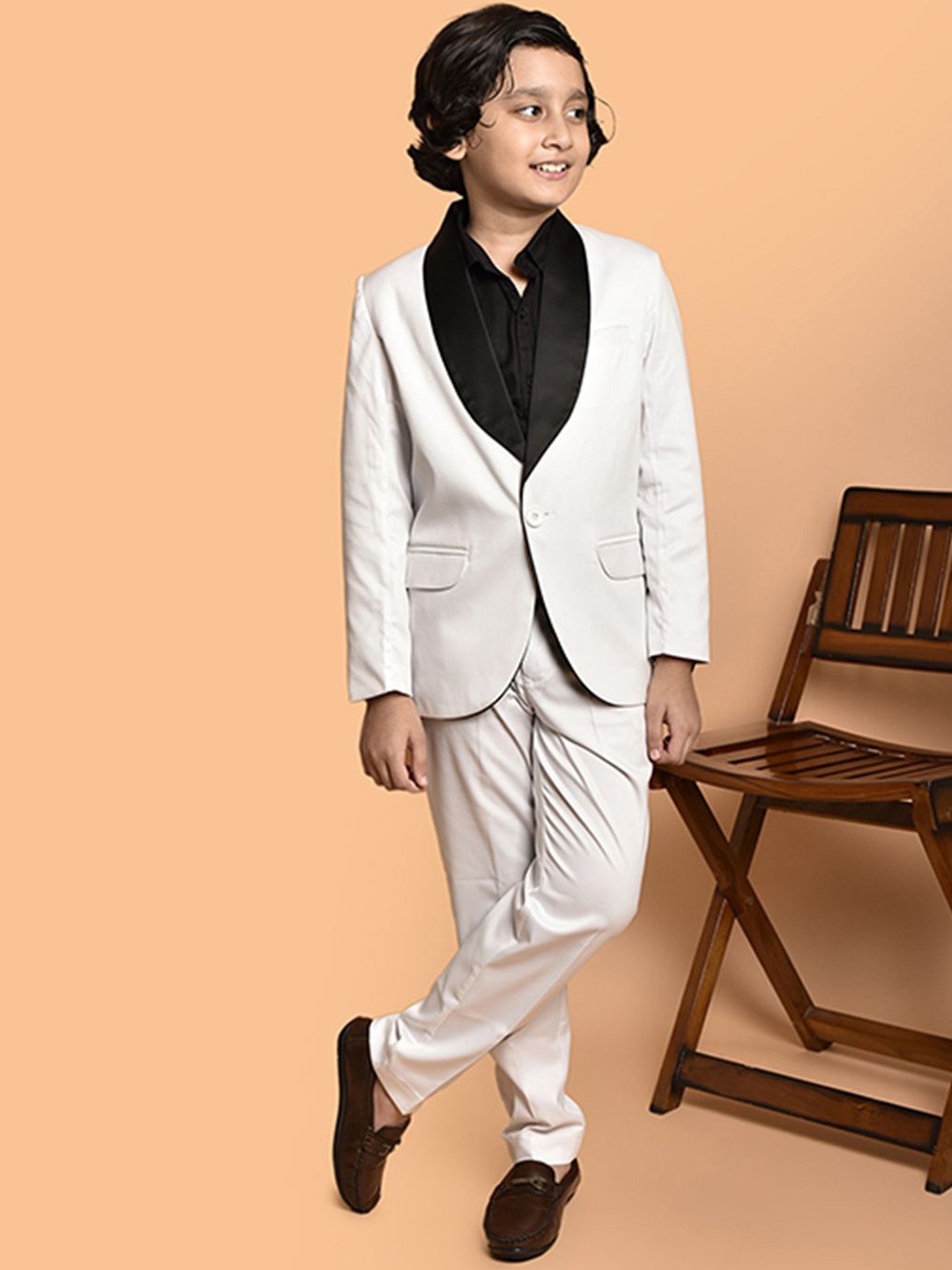 

PRINTCULTR Boys Single-Breasted Two-Piece Formal Suit, White