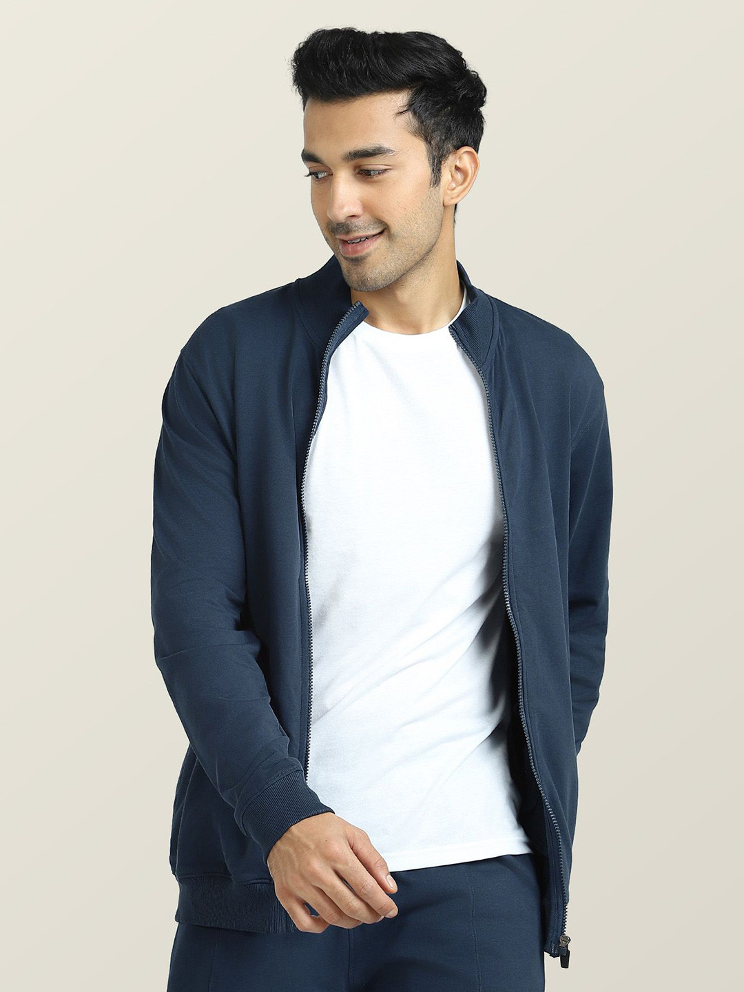 

XYXX Men Antimicrobial Open Front Jacket, Blue