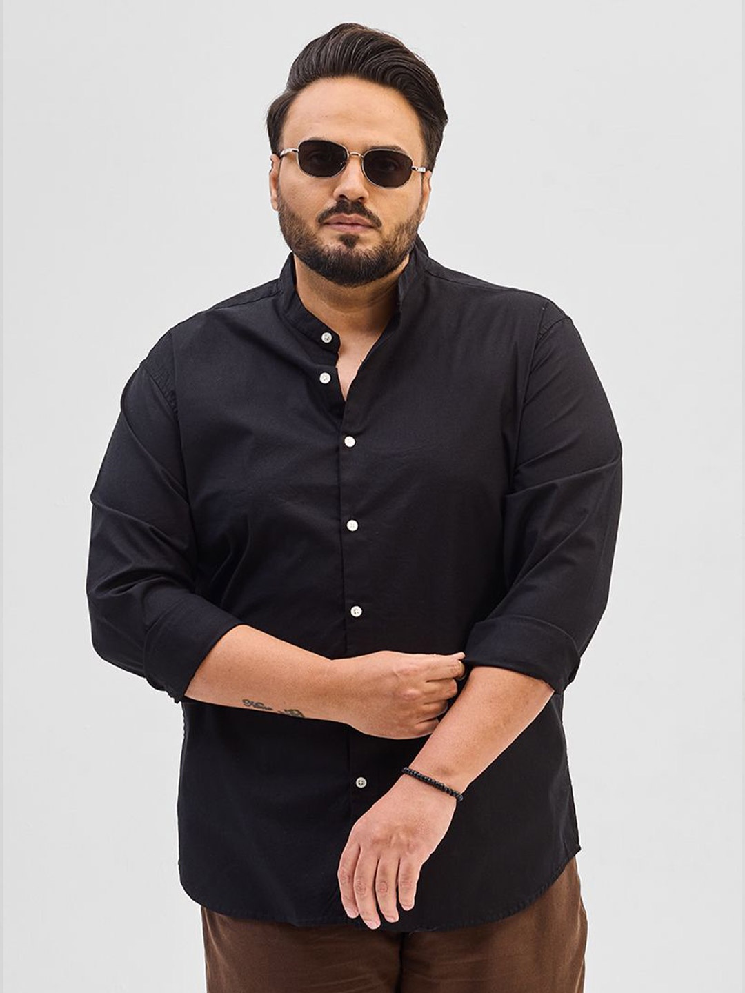 

Snitch Men Classic Opaque Casual Shirt, Black