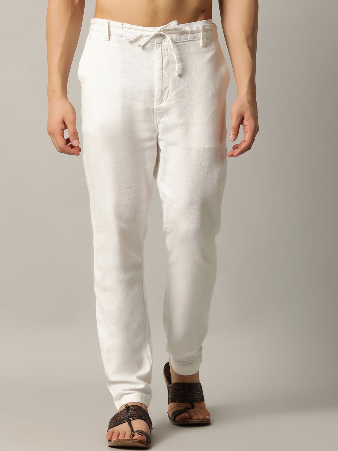 

JADE BLUE Men Pure Cotton Low- Rise Pyjamas, White