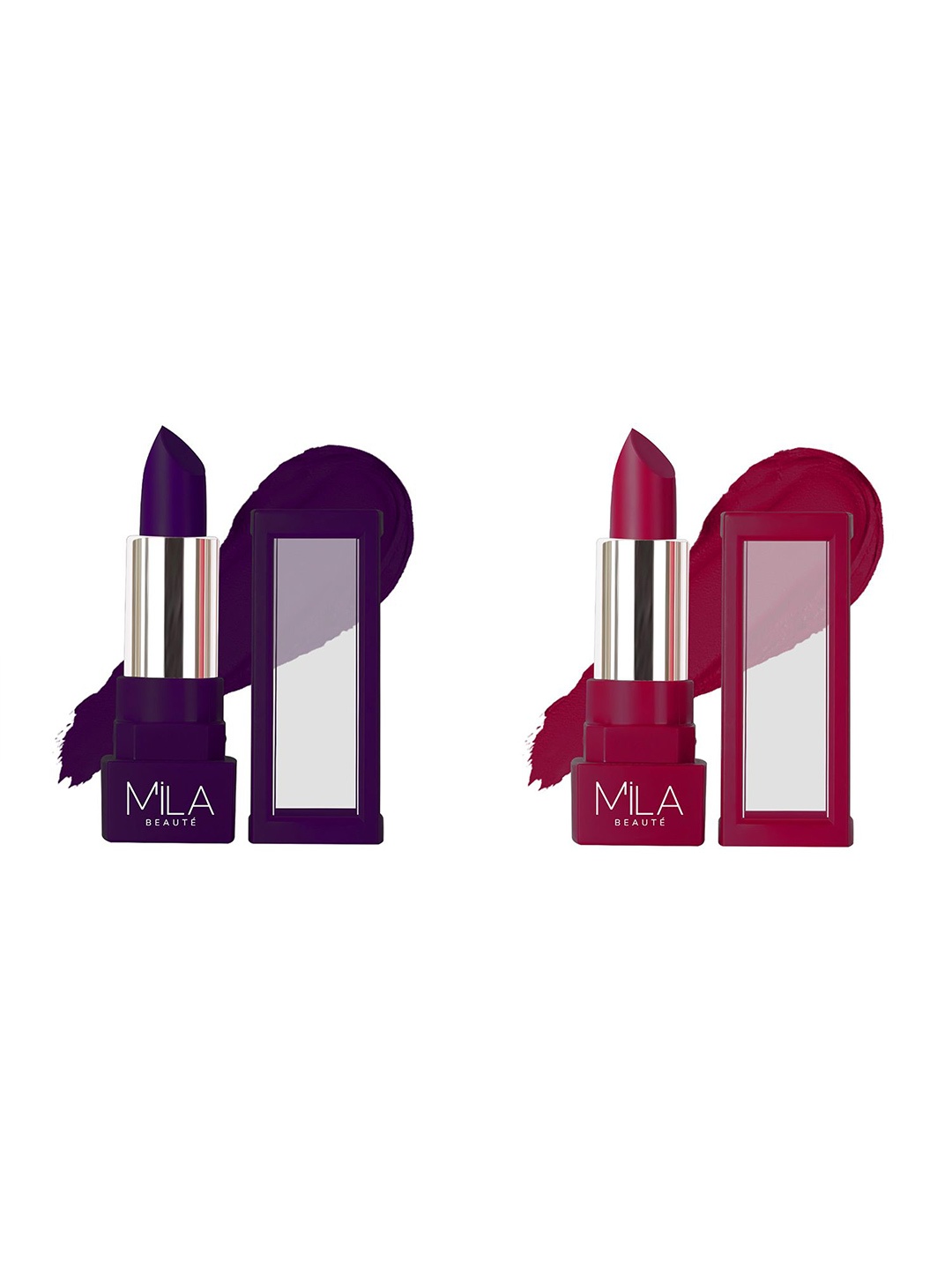 

MILA BEAUTE Set Of 2 Highly Pigmented & Lightweight Matte Lipstick- 4.2 g Each, Red