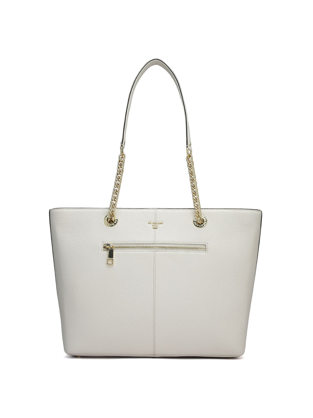 

Da Milano Textured Leather Shopper Tote Bag with Quilted, White