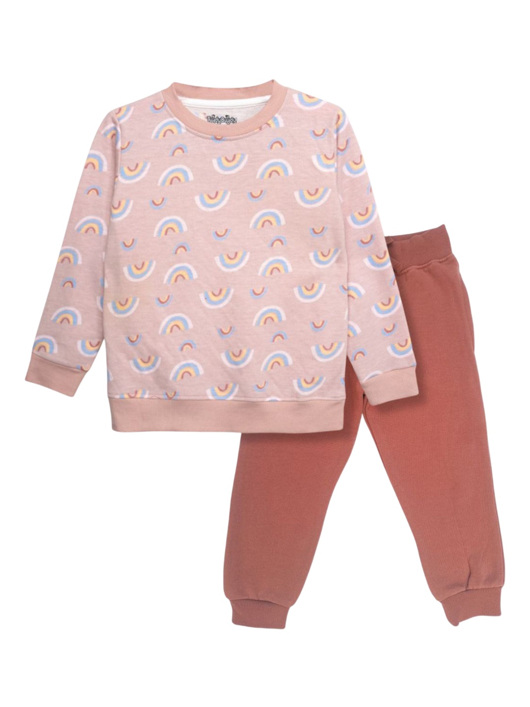

TuddyBuddy Printed Top With Joggers Clothing Set, Peach