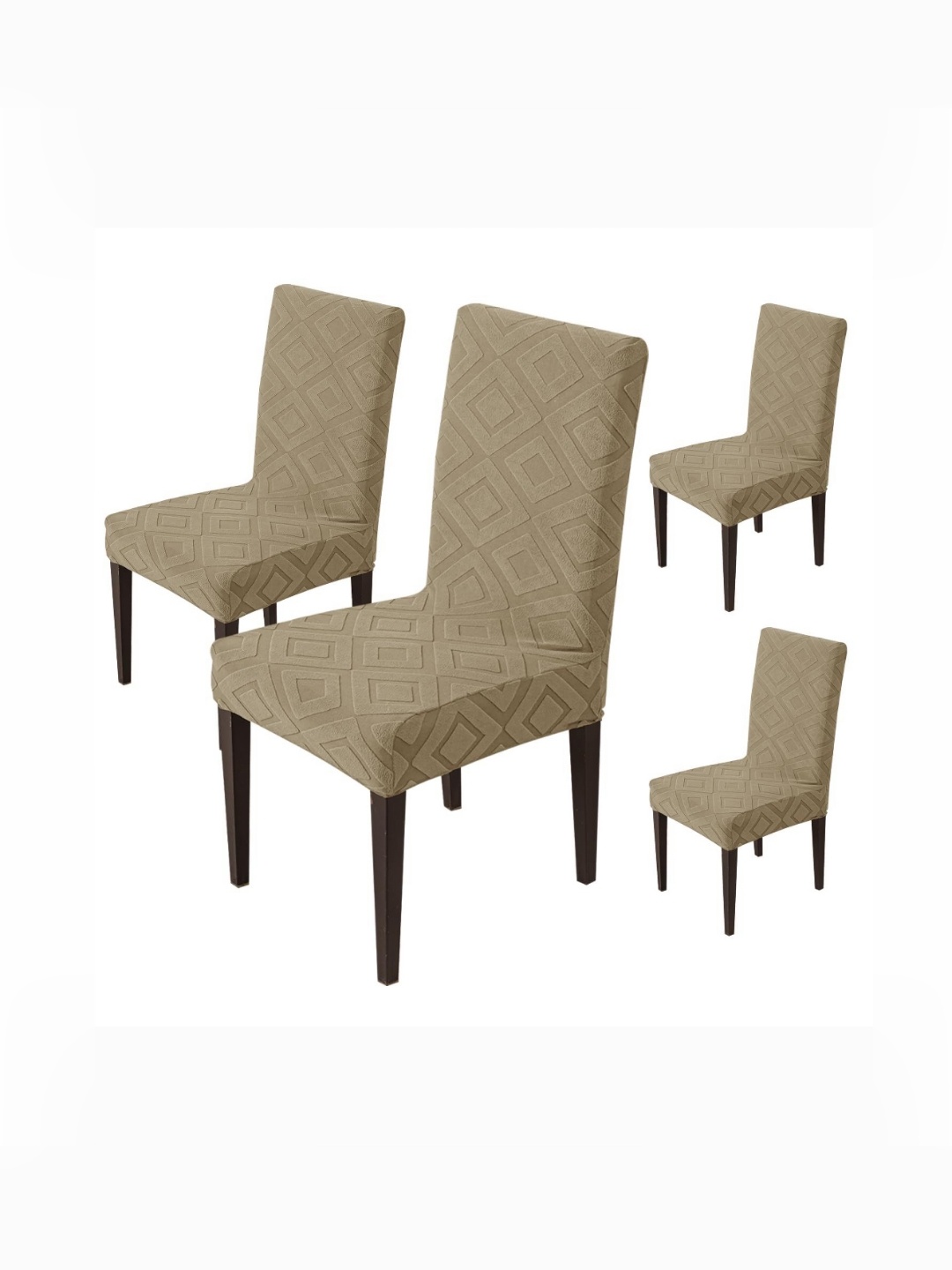 

HOUSE OF QUIRK Set Of 6 Camel Brown Jacquard Chair Covers
