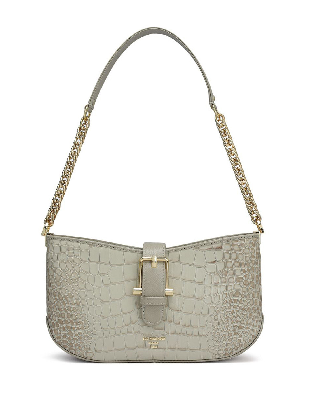 

Da Milano Animal Textured Leather Shoulder Bag, White