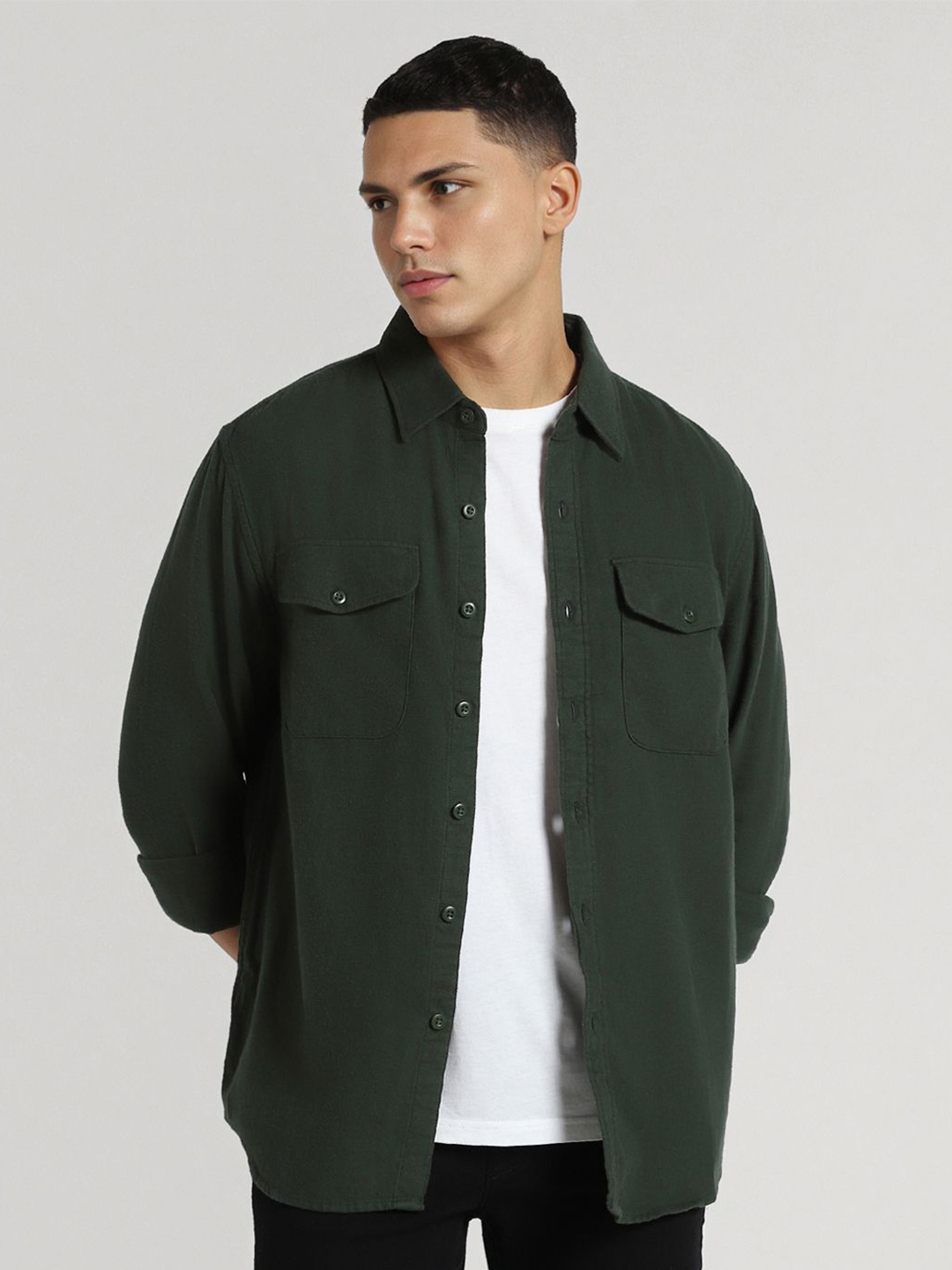 

AMERICAN EAGLE OUTFITTERS Men Classic Opaque Casual Shirt, Green