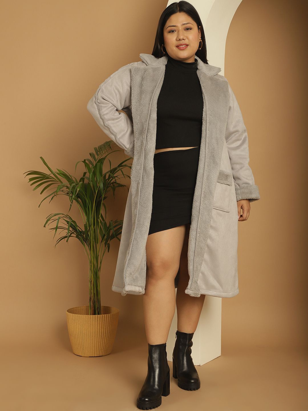 

theRebelinme Women Longline Open Front Jacket, Grey