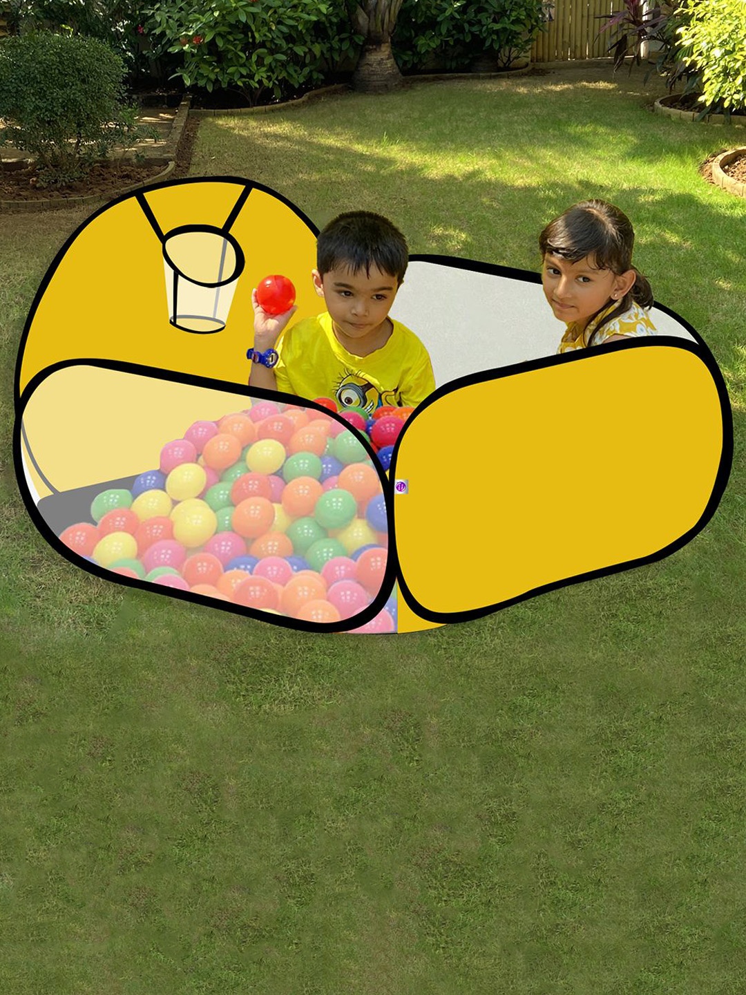 

Silver Shine Kids Foldable Square Ball Pool Play Tent With 20 Balls, Yellow