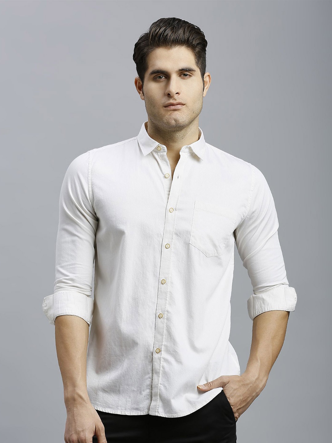 

Reid & Taylor Men Slim Fit Opaque Casual Shirt, Yellow