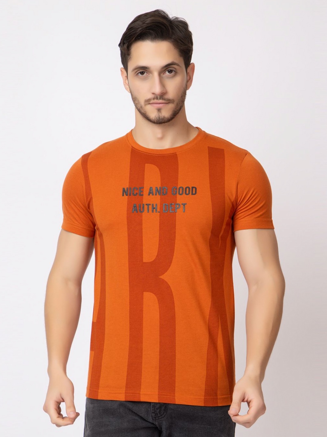 

ARIIX Men Typography Printed Round Neck Cotton T-shirt, Orange