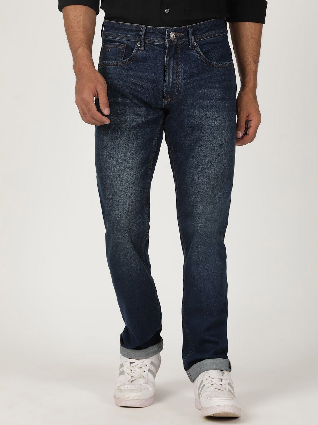 

Greenfibre Men Cotton Slim Fit Light Fade Jeans, Blue