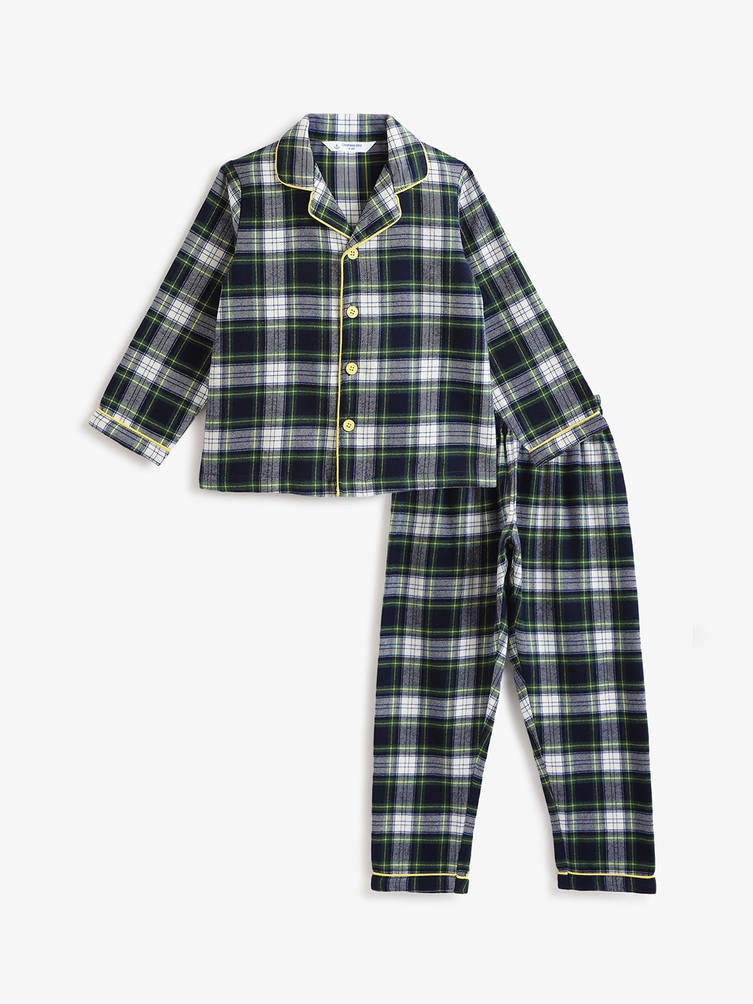 

Campana Boys Pure Cotton Checked Night suit, Navy blue