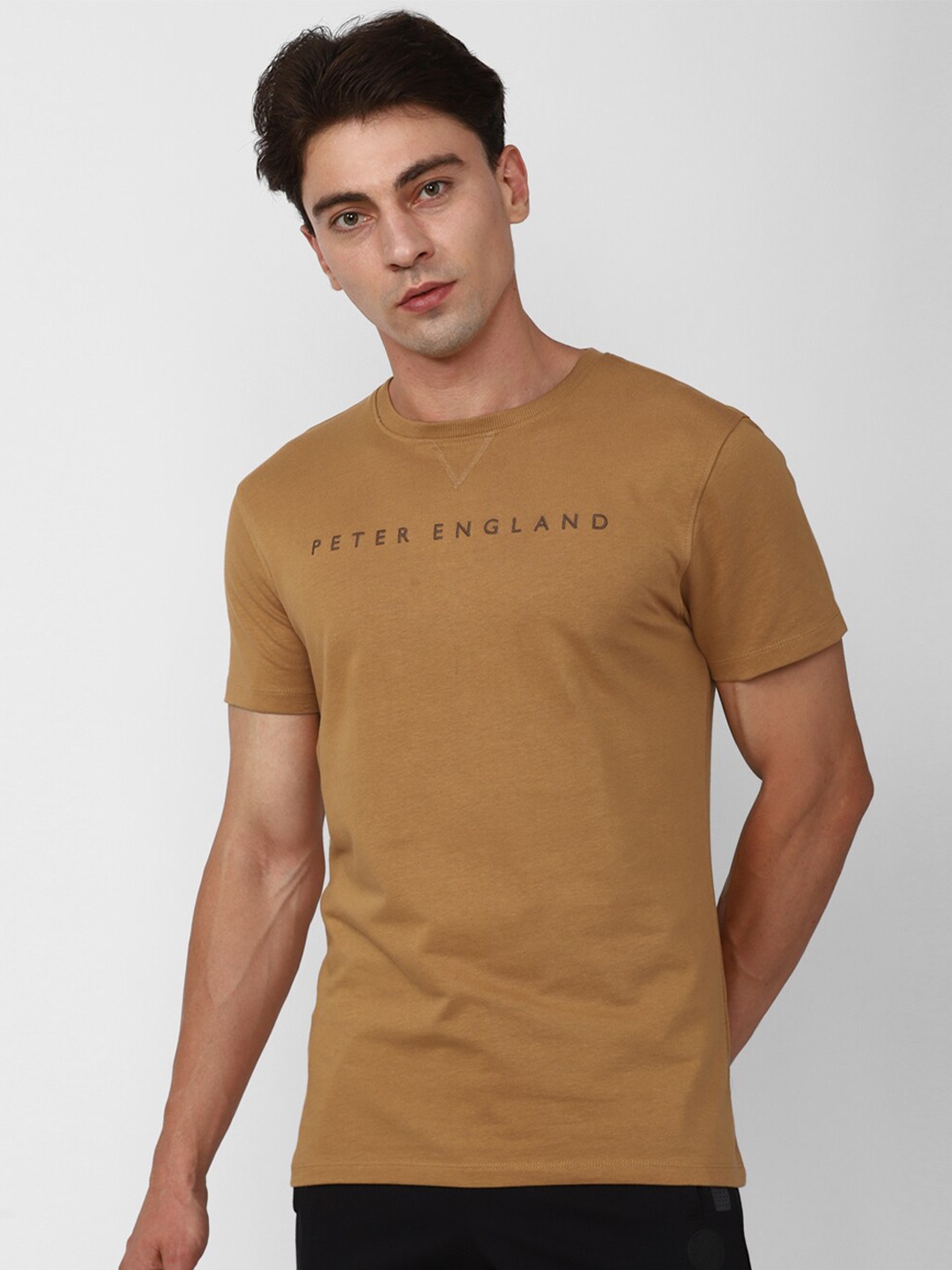 

Peter England Casuals Typography Printed Slim Fit T-Shirt, Brown