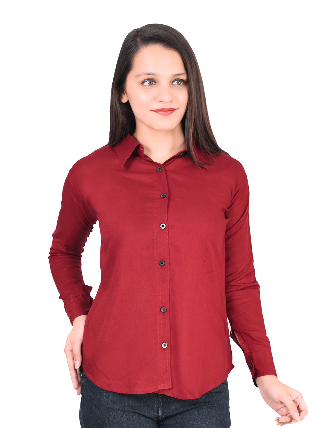 

SNIFFY Girls Opaque Casual Shirt, Maroon